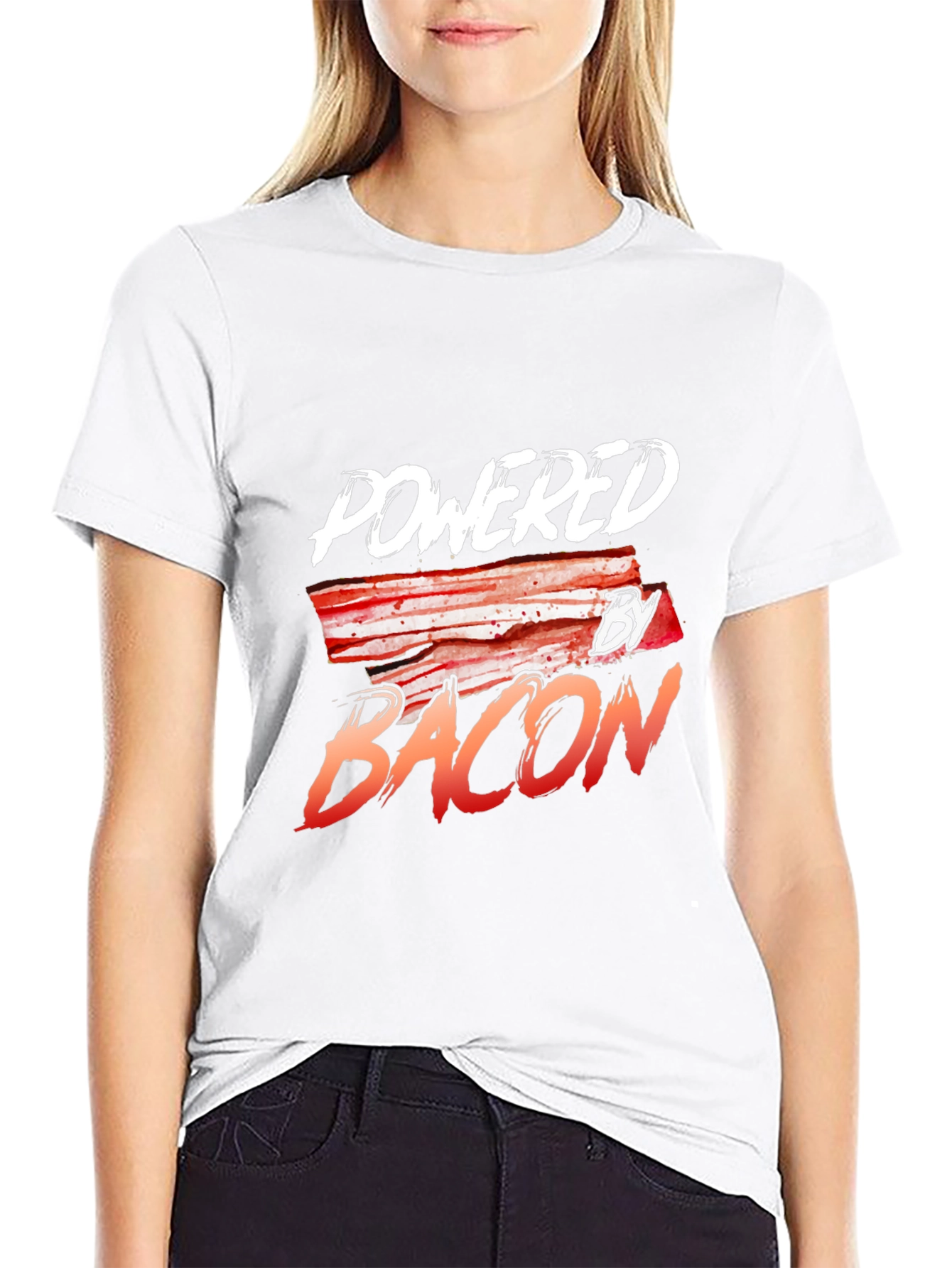 Powered By Bacon Black T-Shirt