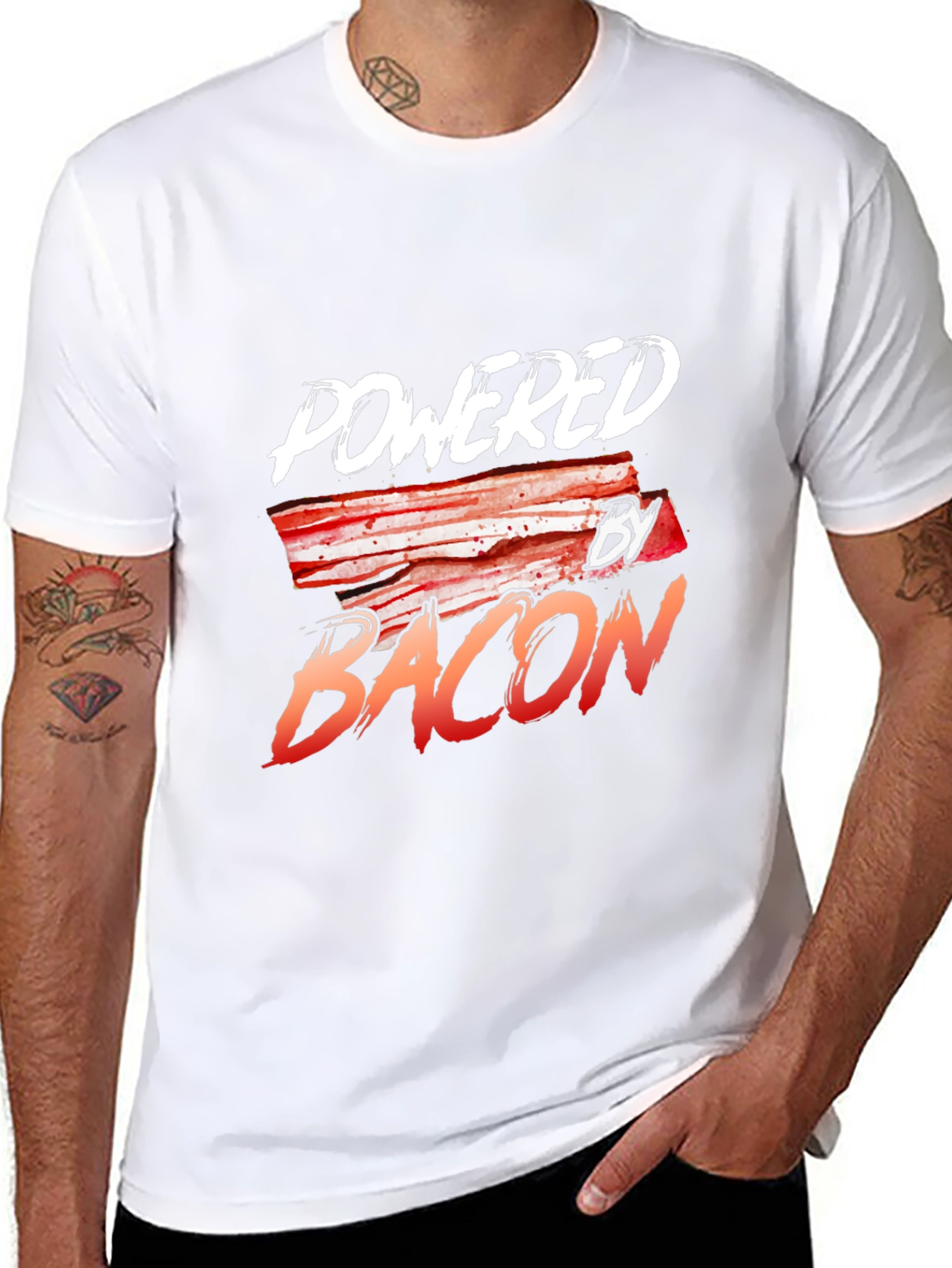 Powered By Bacon Black T-Shirt