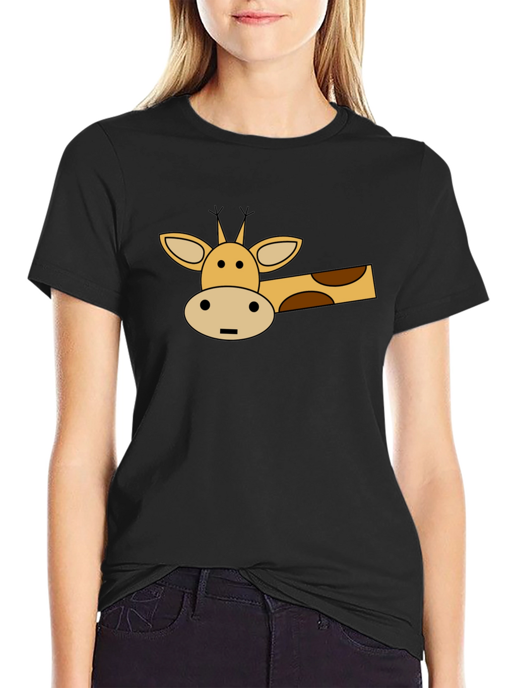 Cartoon Giraffe Graphic T-Shirt