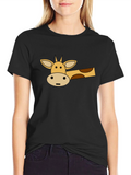 Cartoon Giraffe Graphic T-Shirt