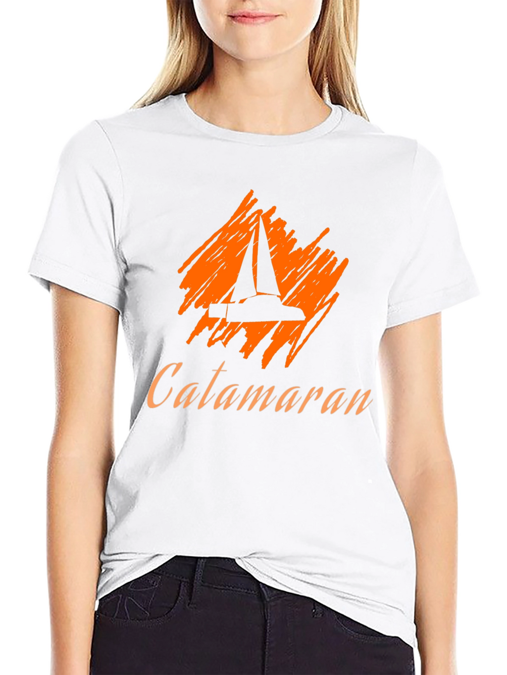 Catamaran Sailboat Graphic Tee - Black Cotton T-Shirt