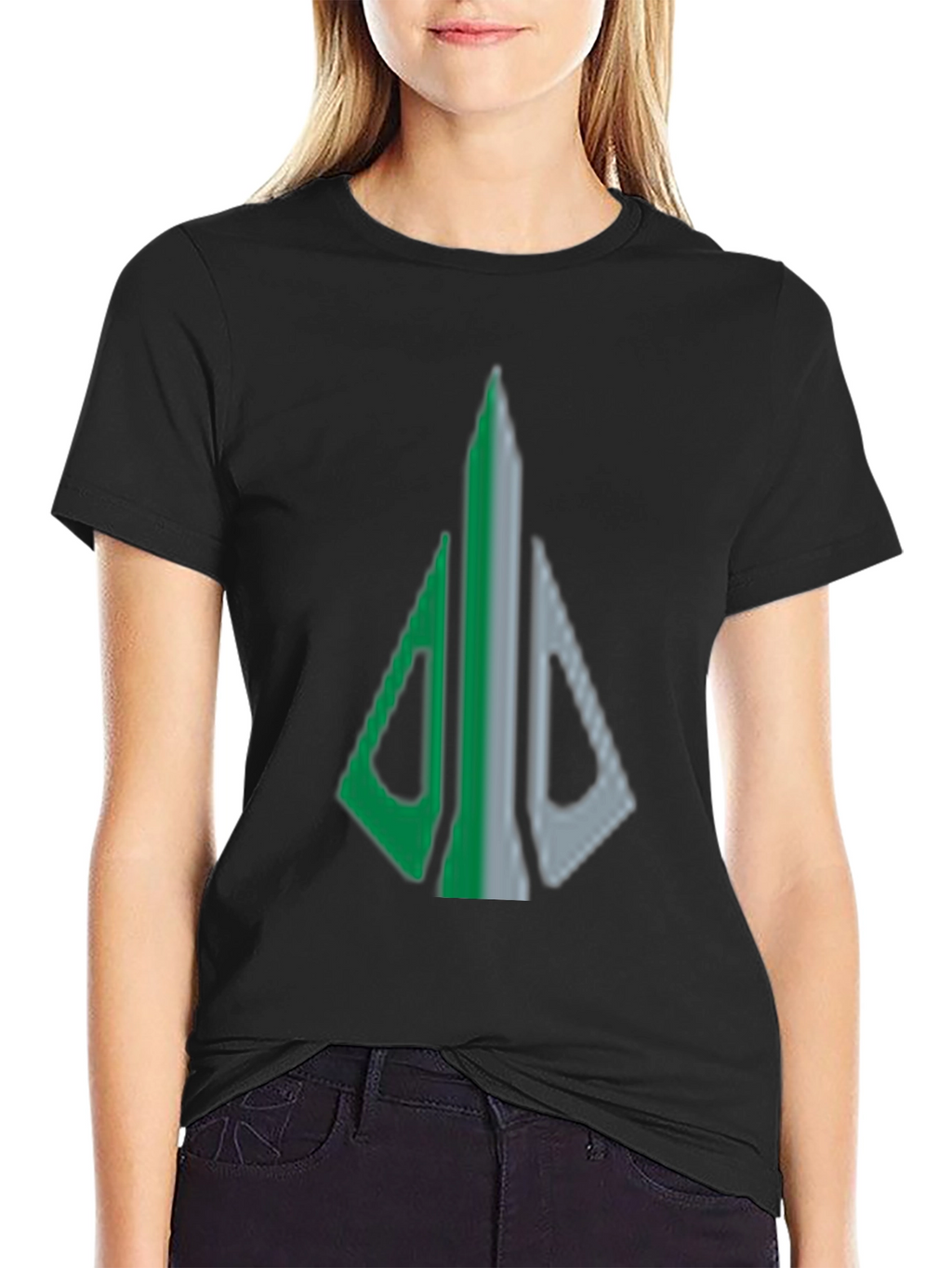 Geometric Arrow Graphic Tee - Black