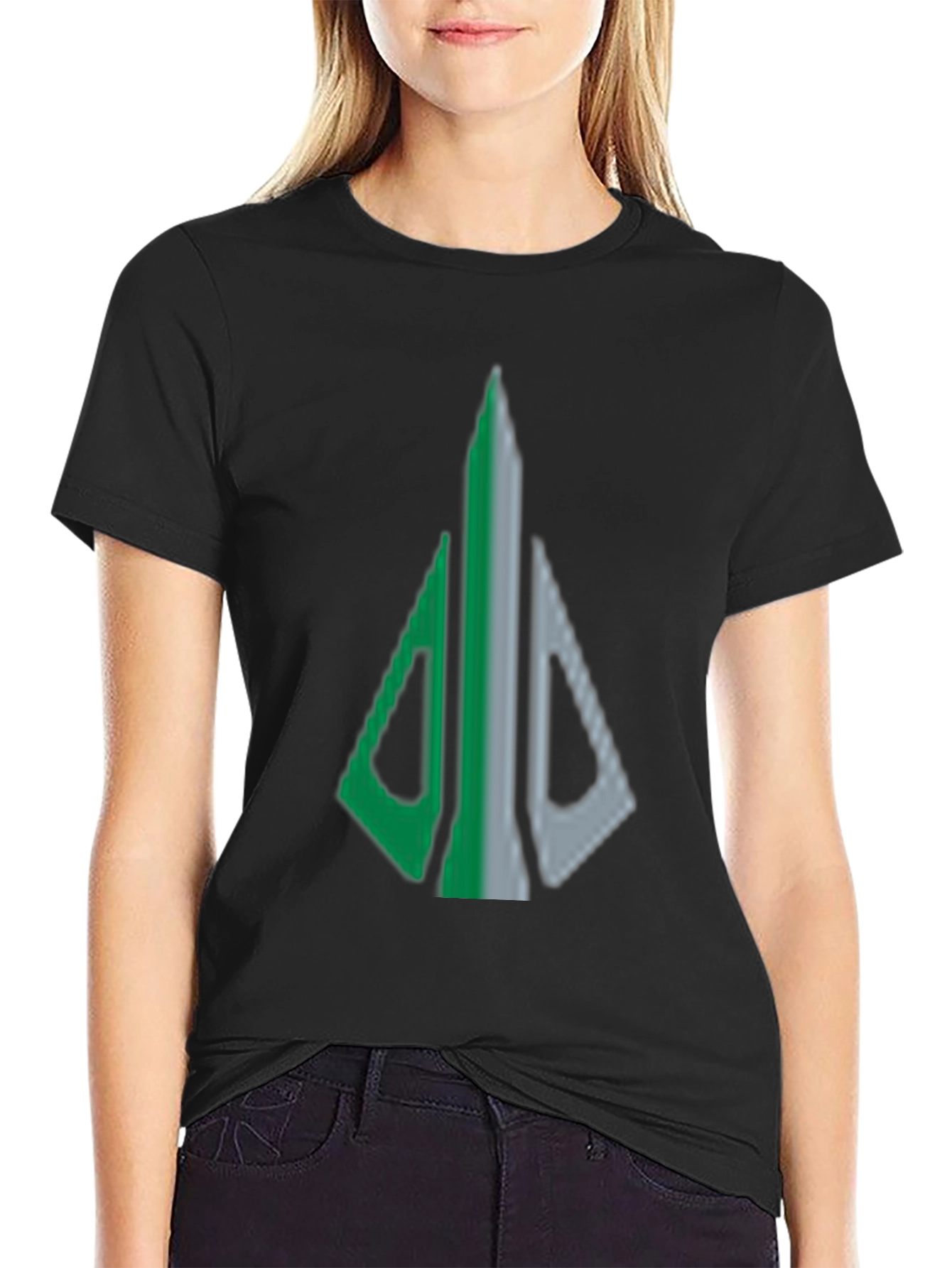 Geometric Arrow Graphic Tee - Black