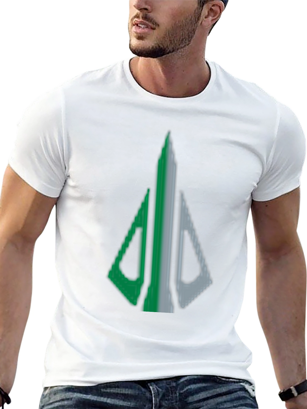 Geometric Arrow Graphic Tee - Black