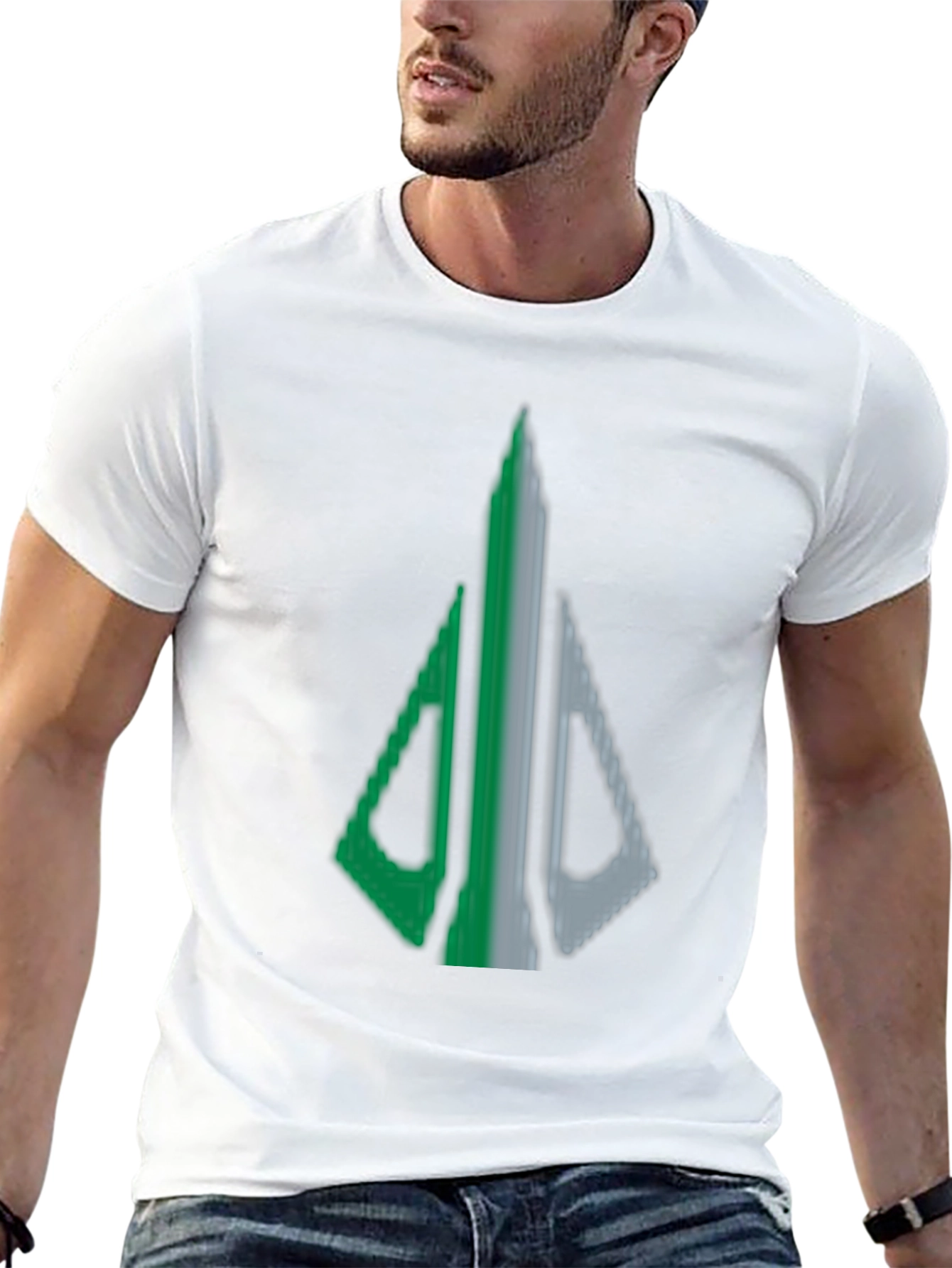 Geometric Arrow Graphic Tee - Black