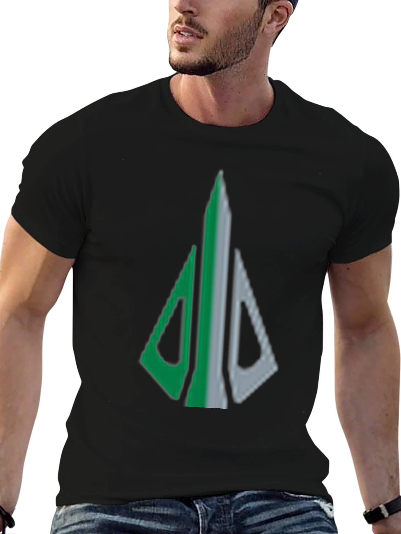Geometric Arrow Graphic Tee - Black