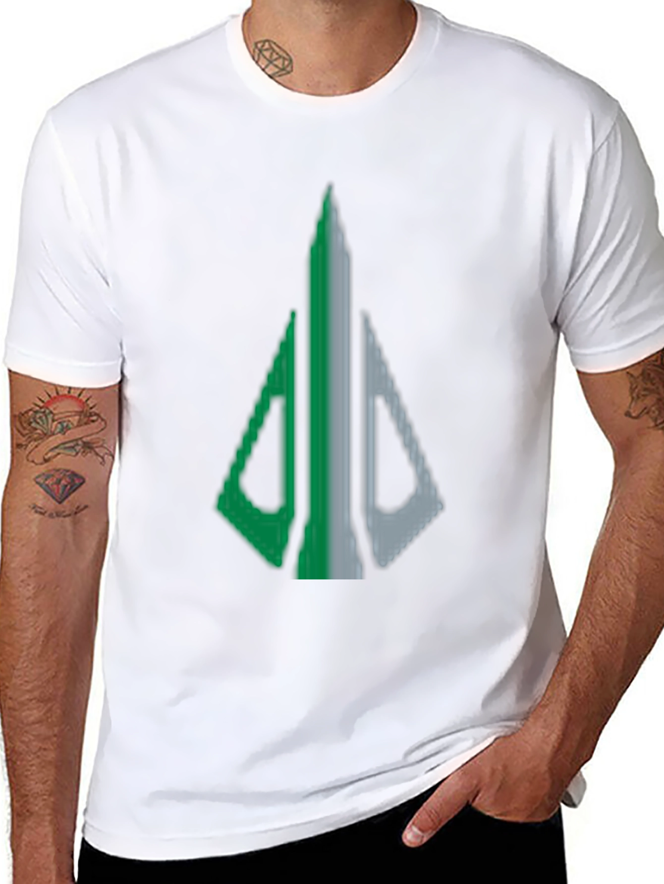 Geometric Arrow Graphic Tee - Black