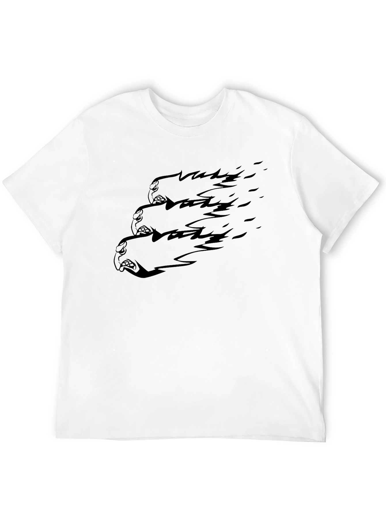 Mens Black Graphic Tee - Three Heads