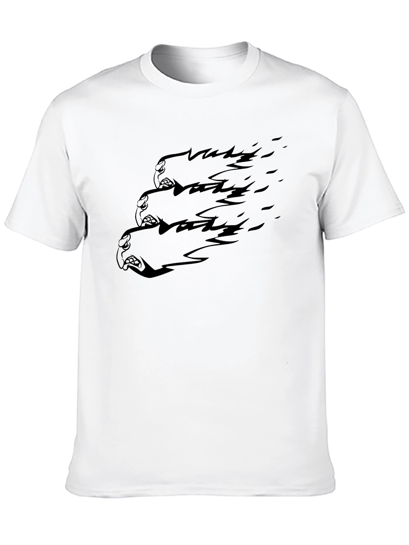Mens Black Graphic Tee - Three Heads