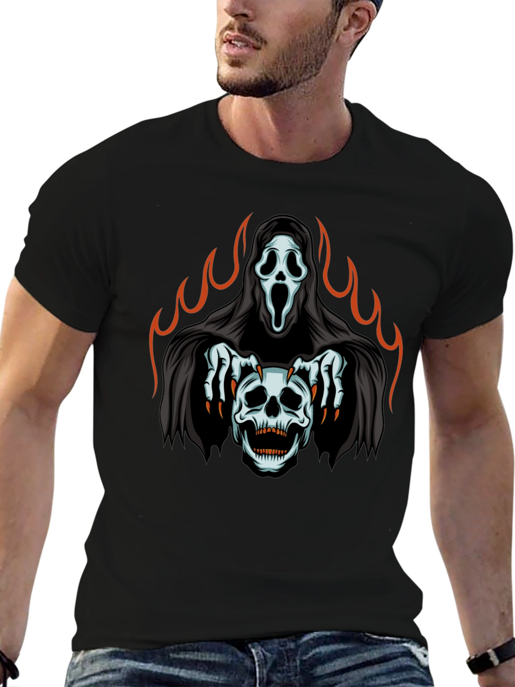 Grim Reaper Skull Graphic T-Shirt