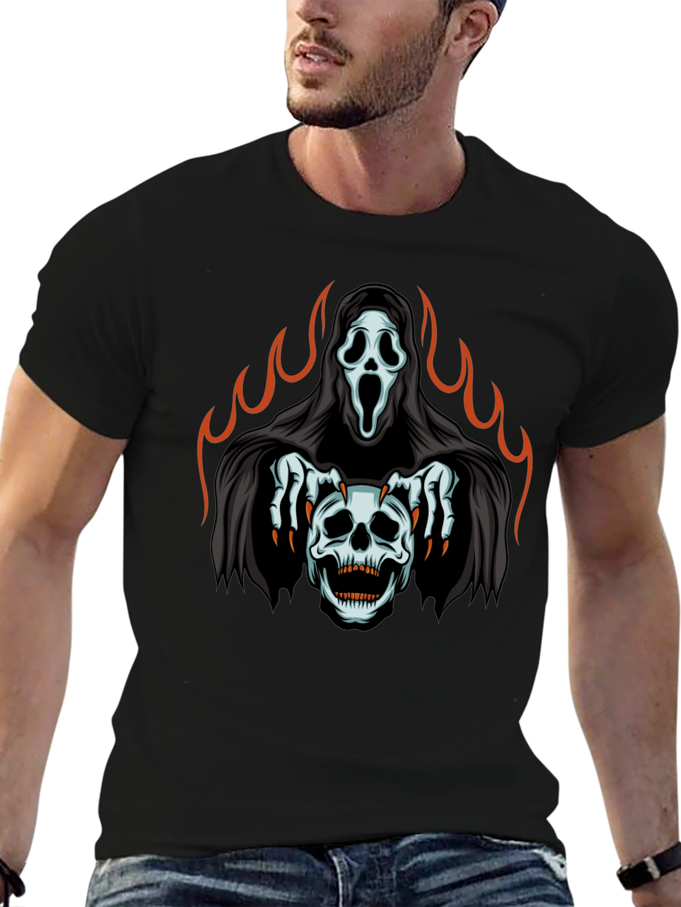 Grim Reaper Skull Graphic T-Shirt