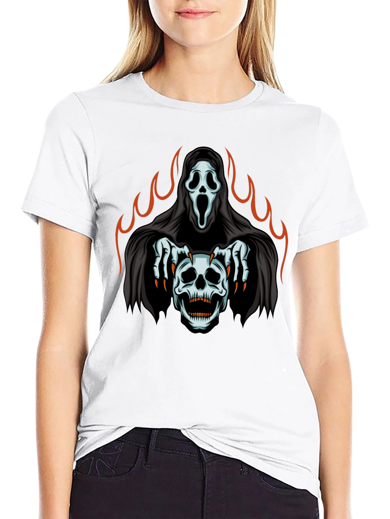 Grim Reaper Skull Graphic T-Shirt