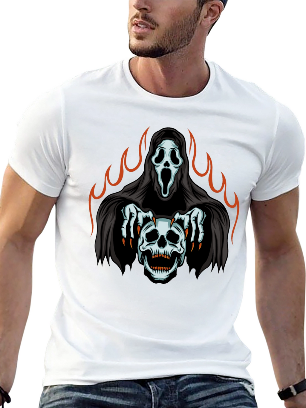 Grim Reaper Skull Graphic T-Shirt