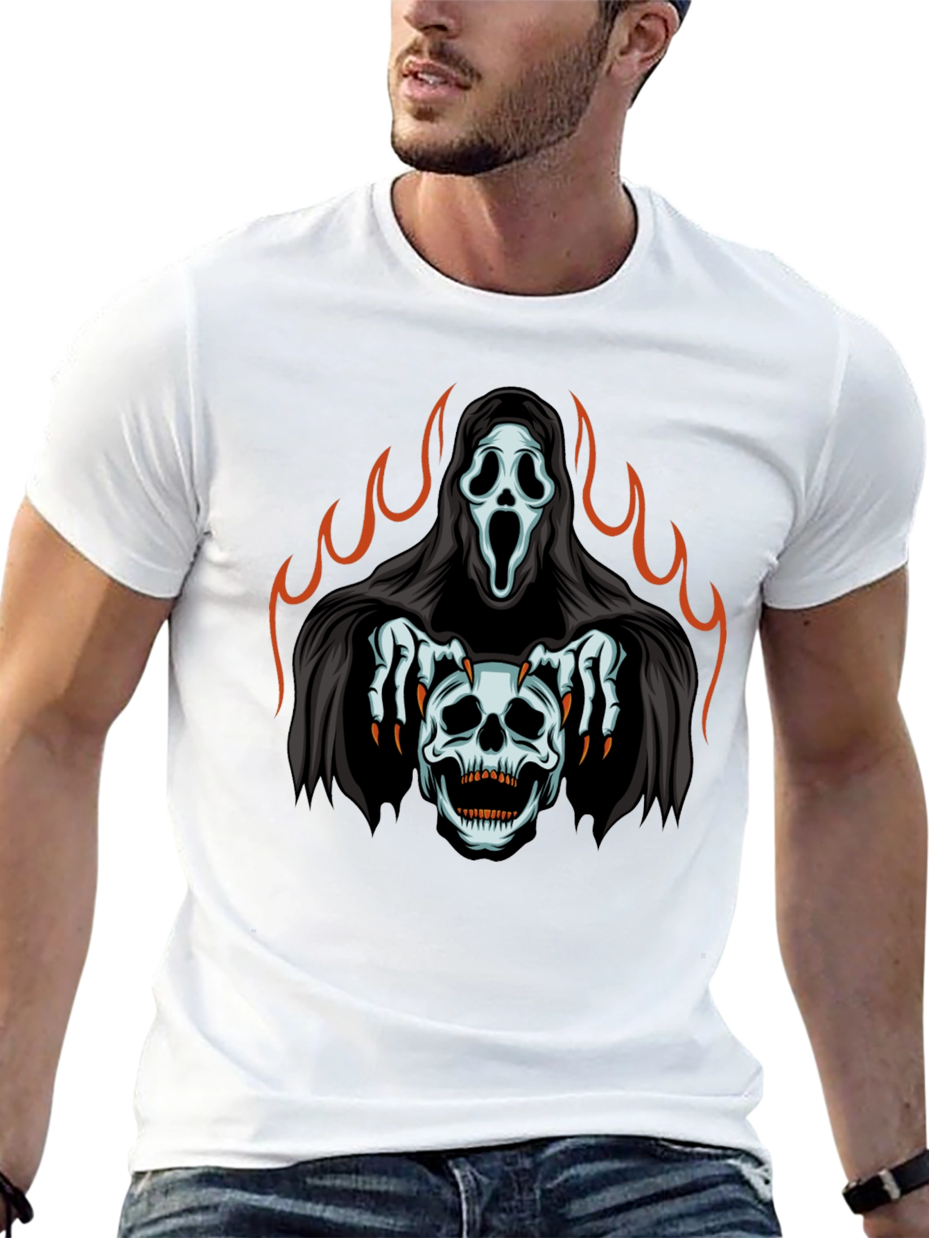 Grim Reaper Skull Graphic T-Shirt