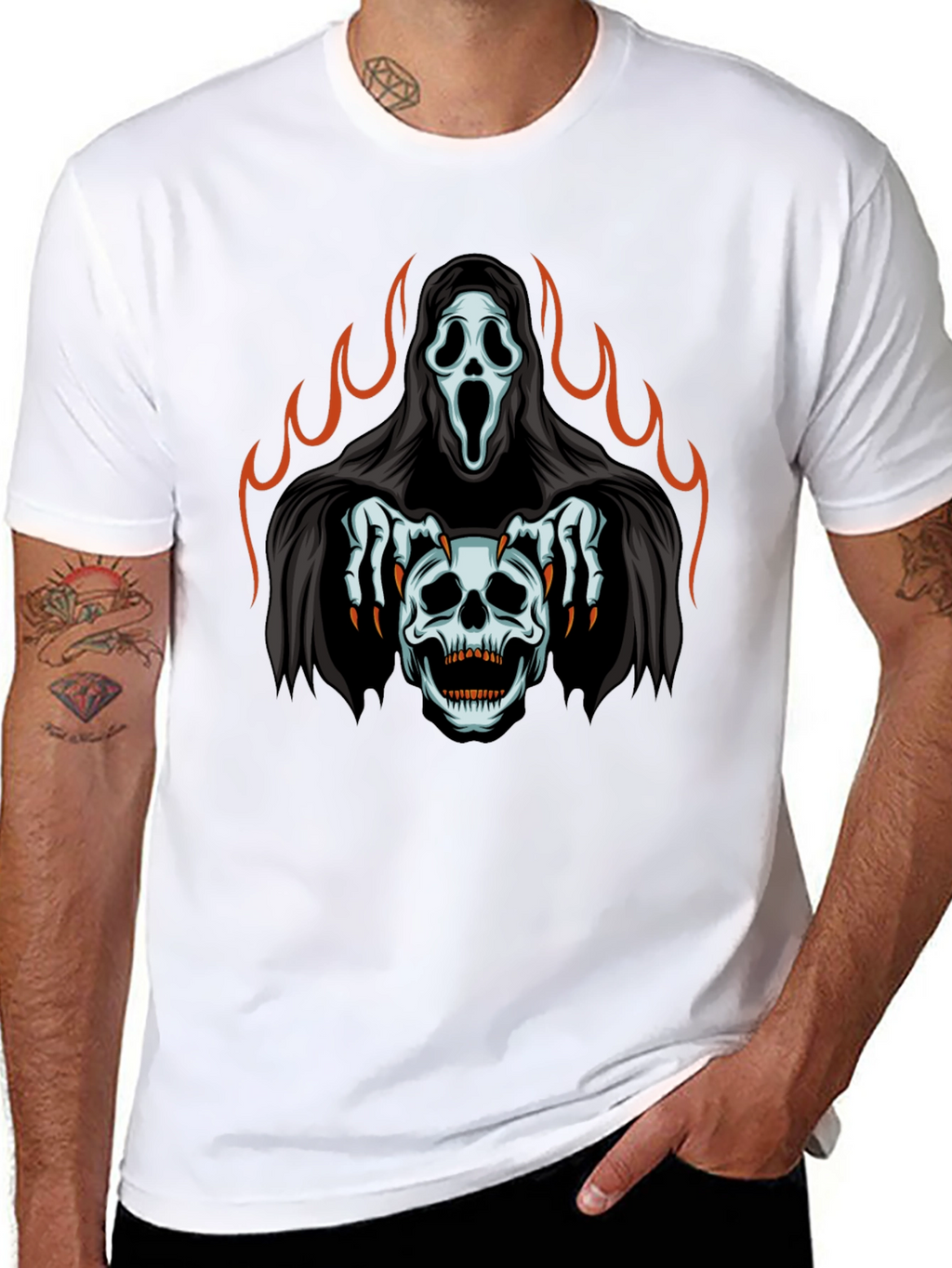 Grim Reaper Skull Graphic T-Shirt