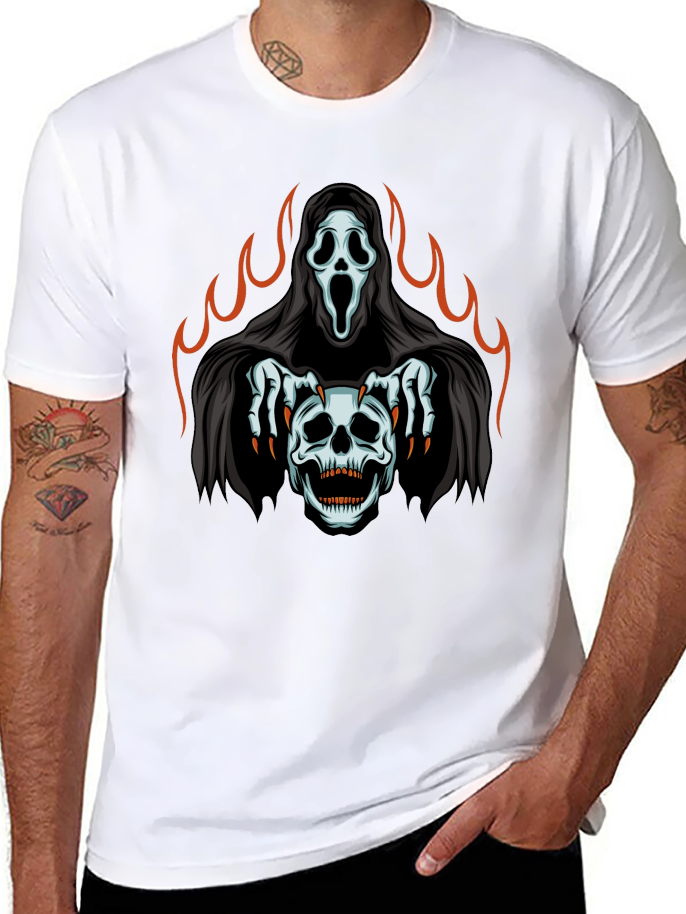 Grim Reaper Skull Graphic T-Shirt