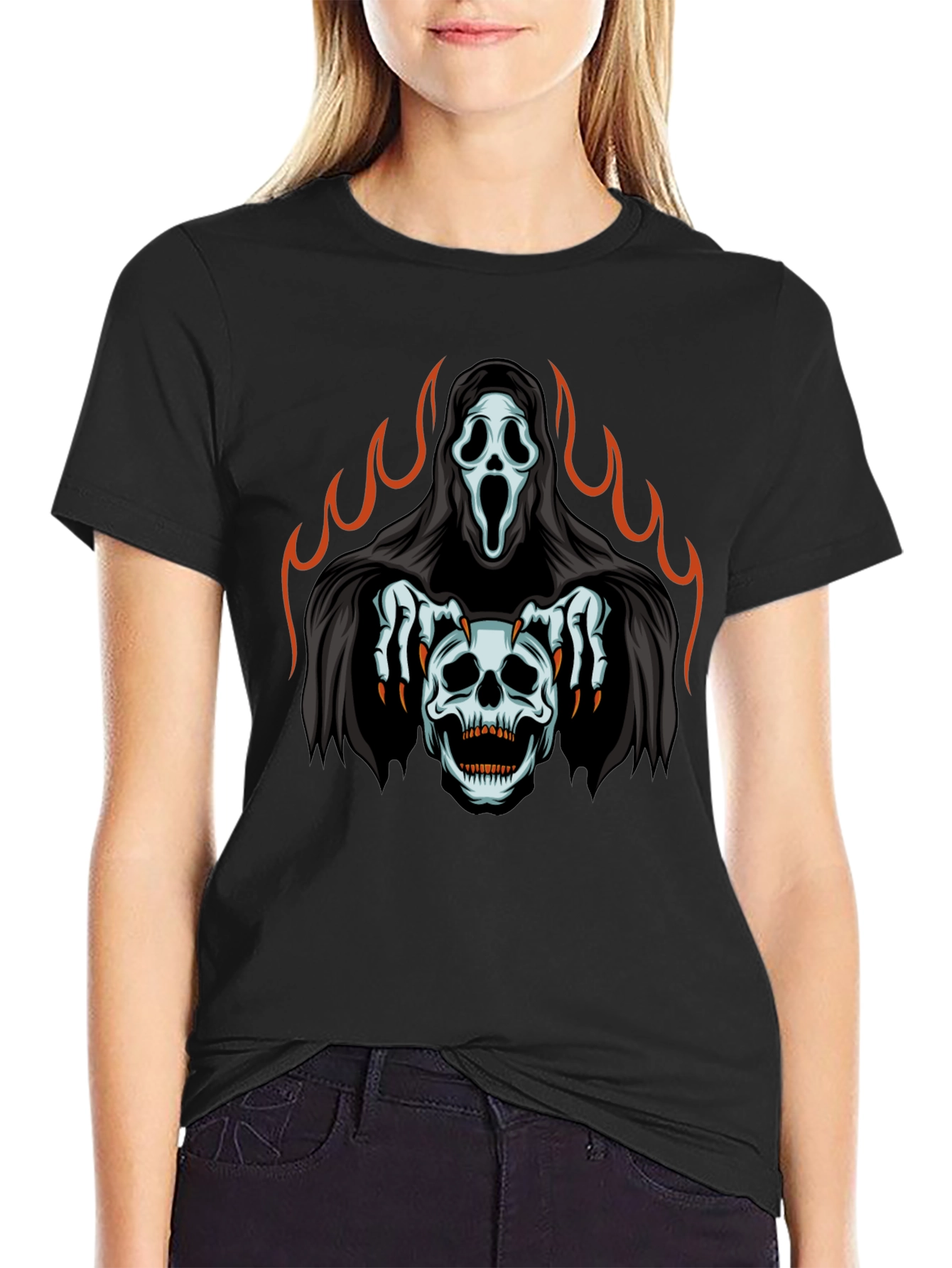 Grim Reaper Skull Graphic T-Shirt