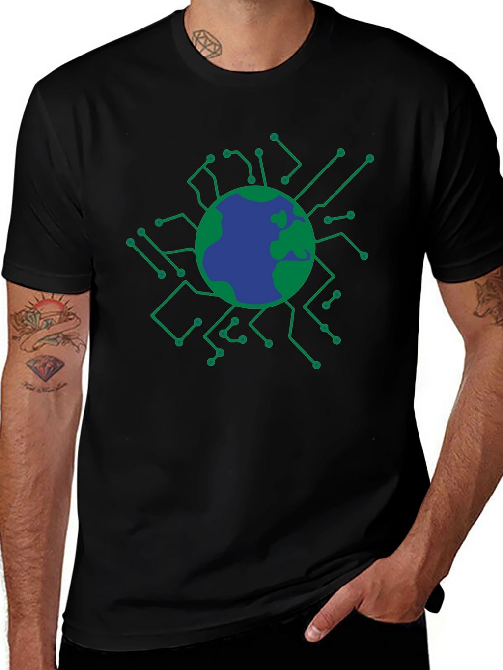 Tech Earth Graphic T-Shirt - Black
