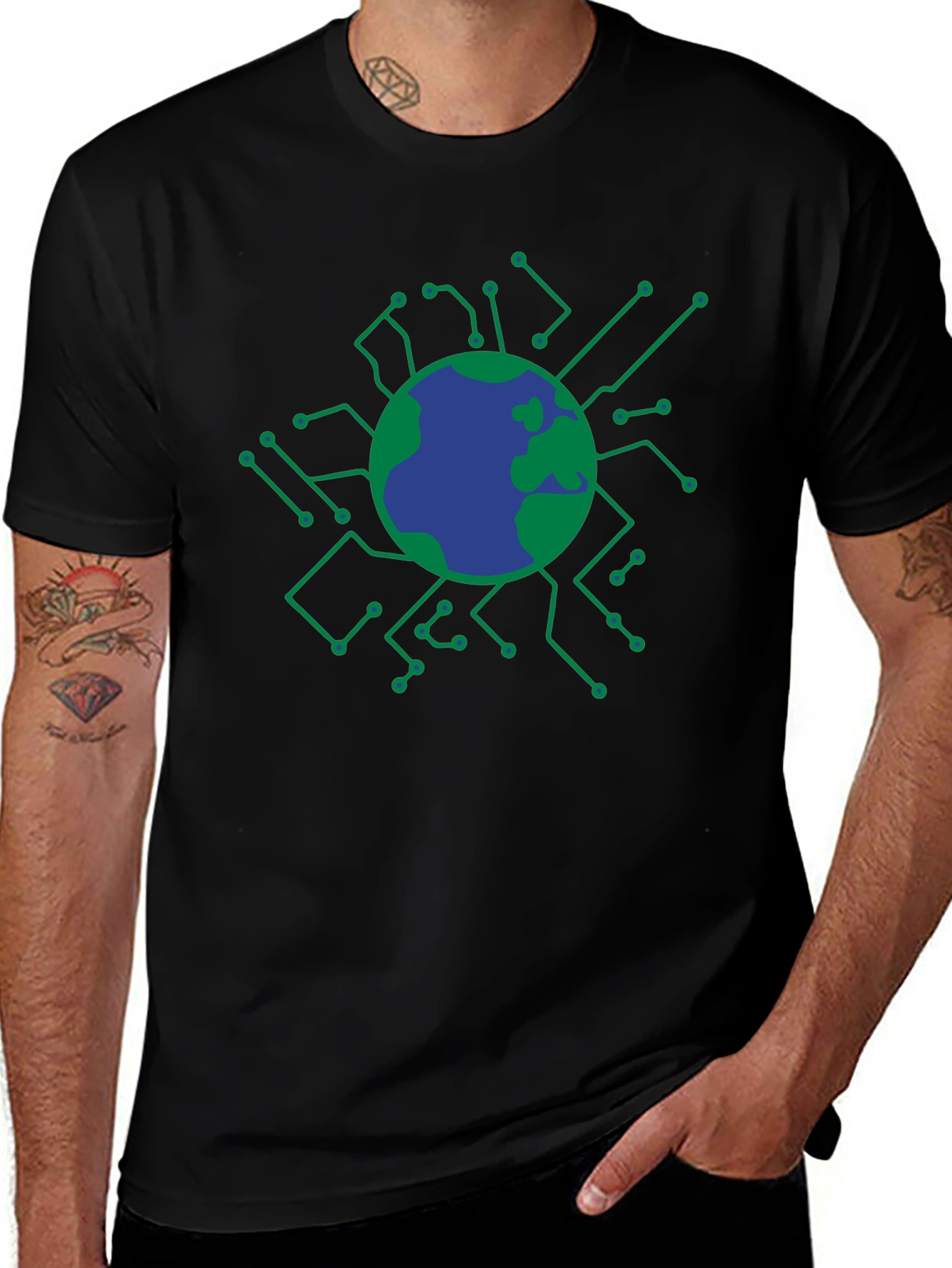 Tech Earth Graphic T-Shirt - Black