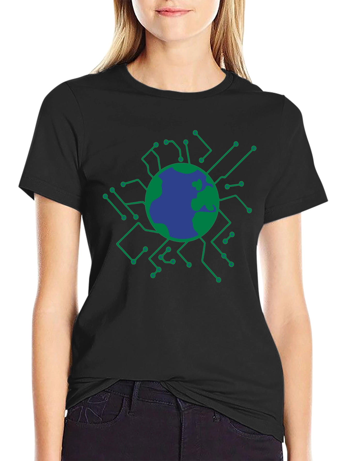Tech Earth Graphic T-Shirt - Black
