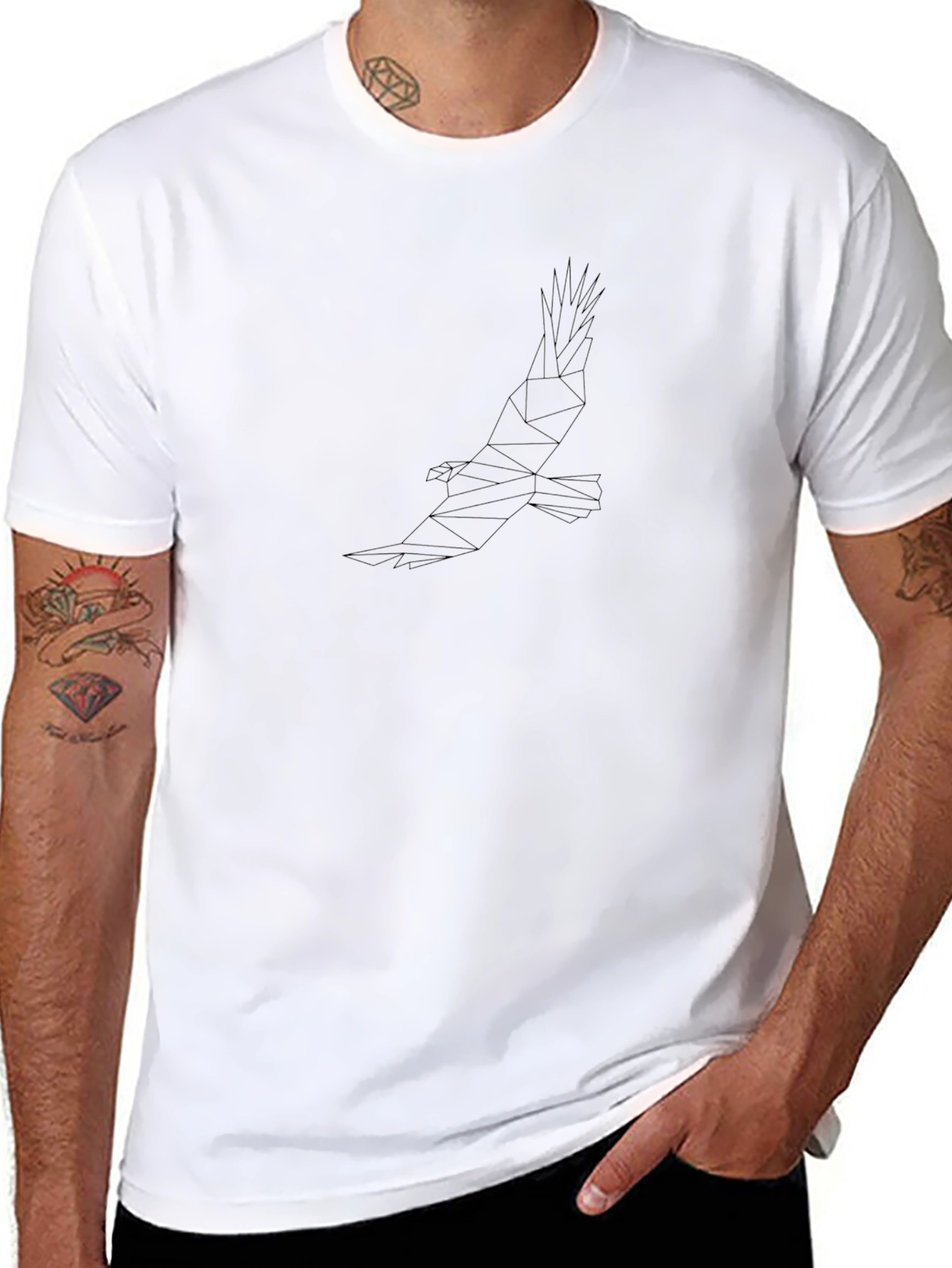 Geometric Eagle Graphic Black T-Shirt