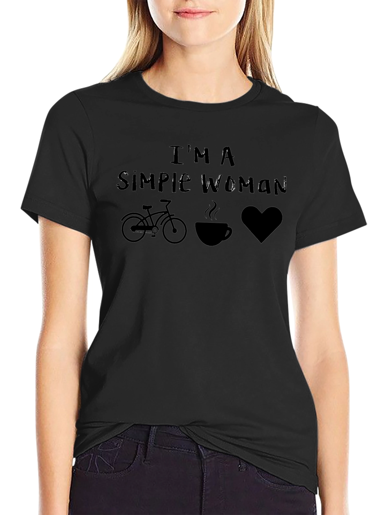 Simple Woman Bike Coffee Heart Graphic Tee