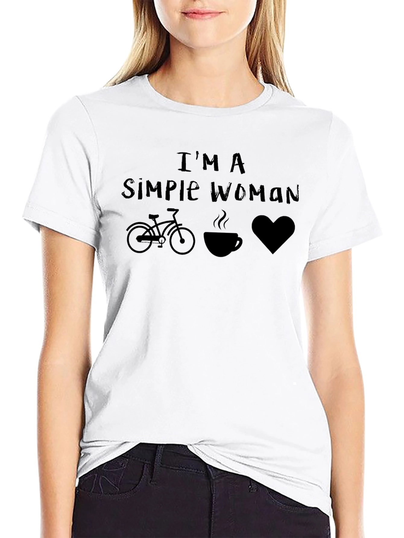 Simple Woman Bike Coffee Heart Graphic Tee