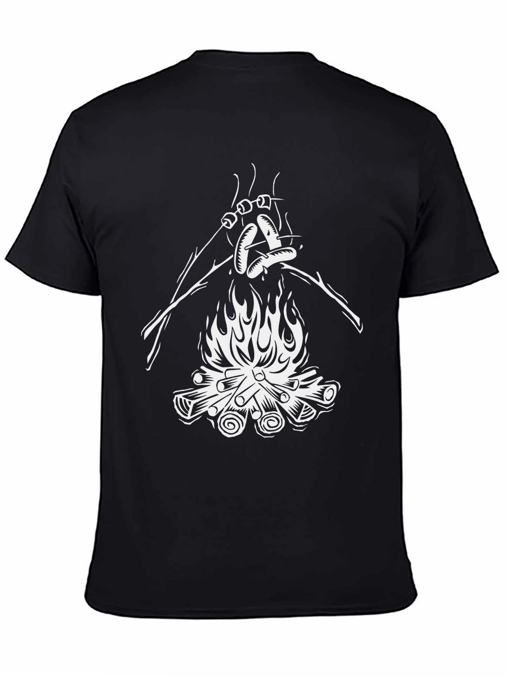 Campfire Roasting T-Shirt - Black Cotton Tee