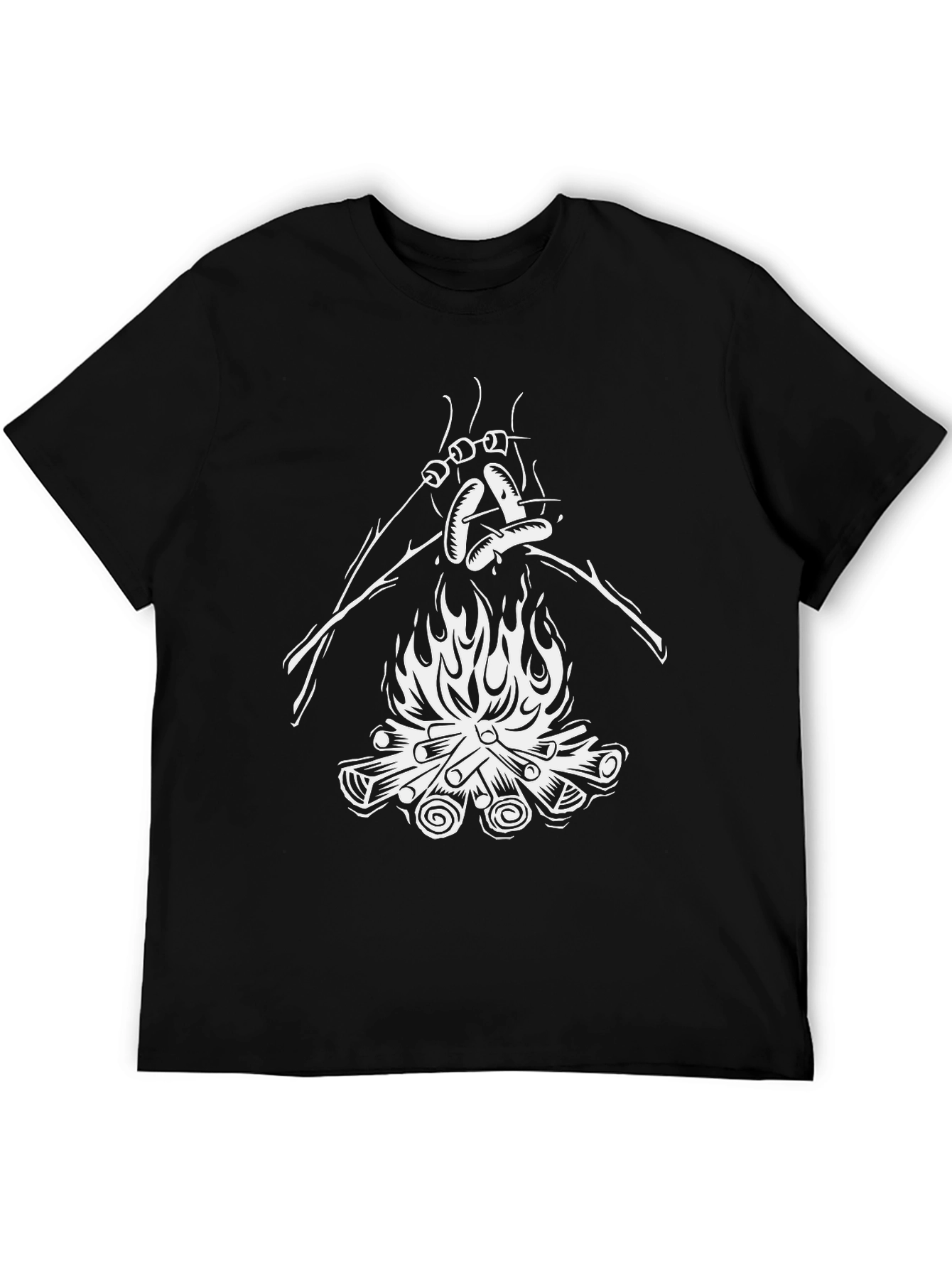 Campfire Roasting T-Shirt - Black Cotton Tee