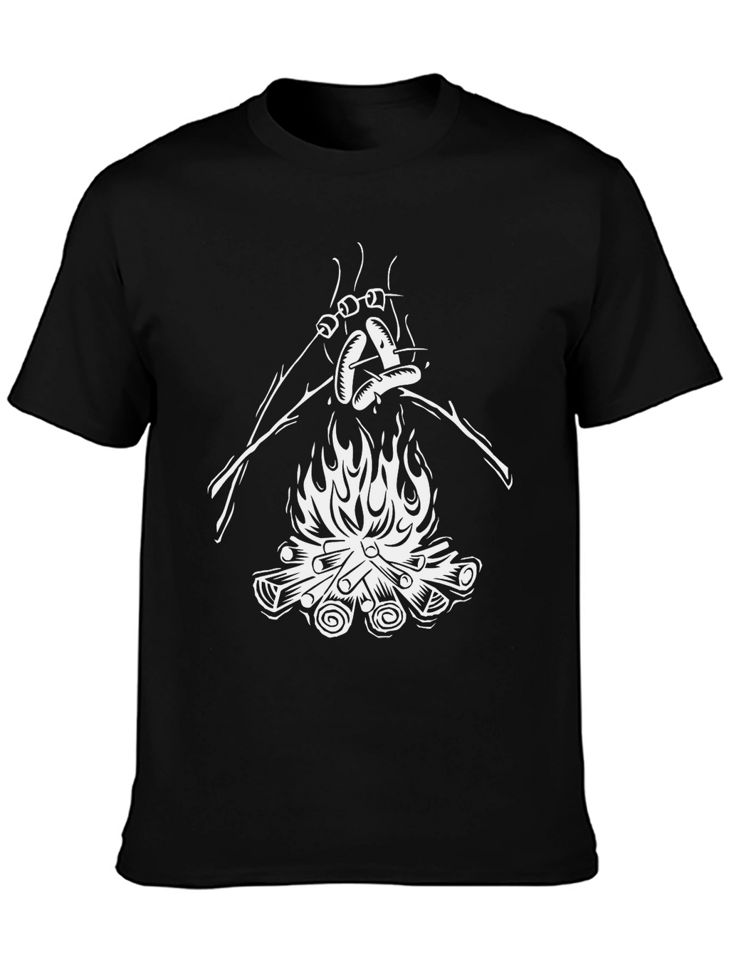 Campfire Roasting T-Shirt - Black Cotton Tee