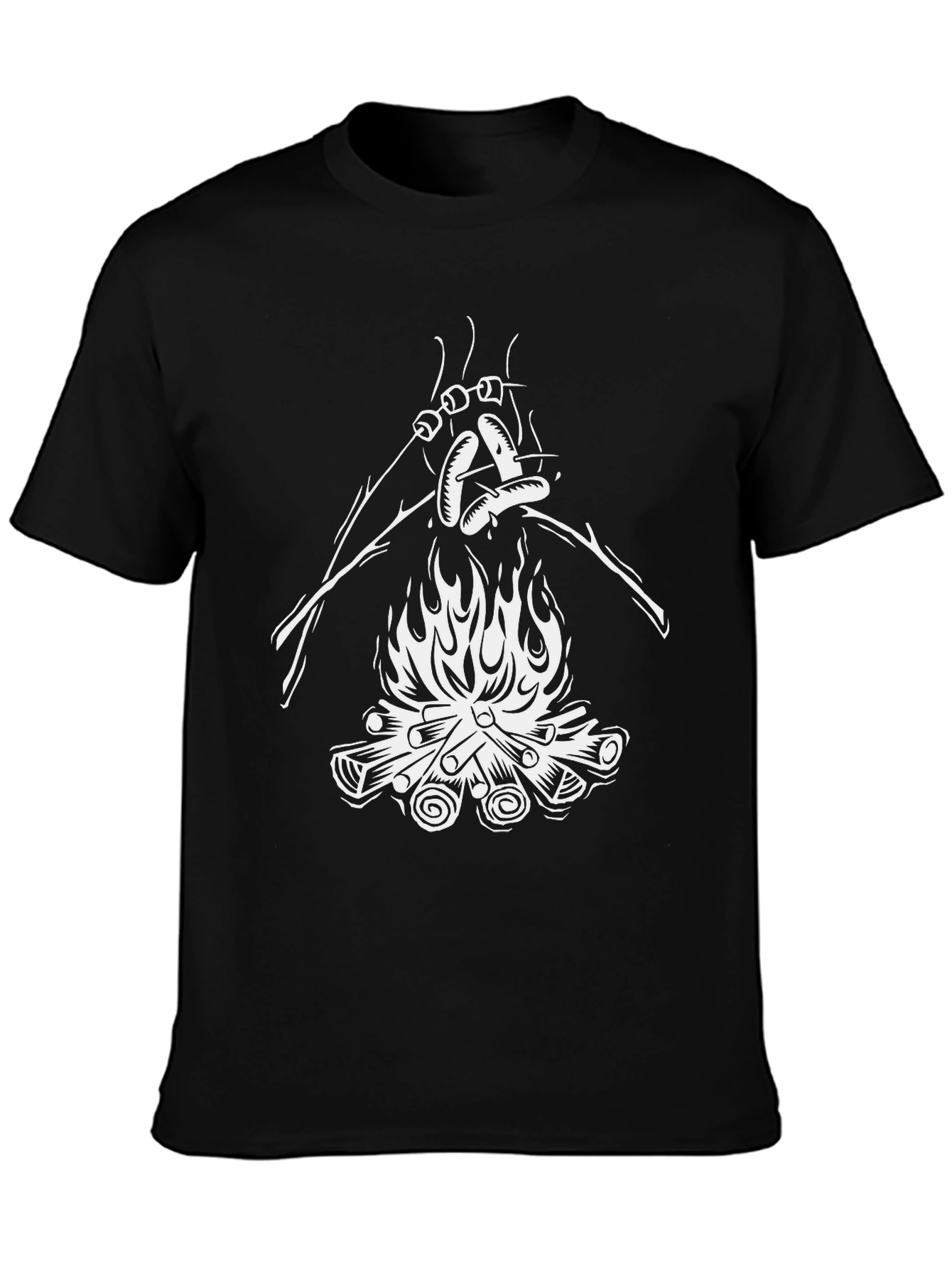 Campfire Roasting T-Shirt - Black Cotton Tee
