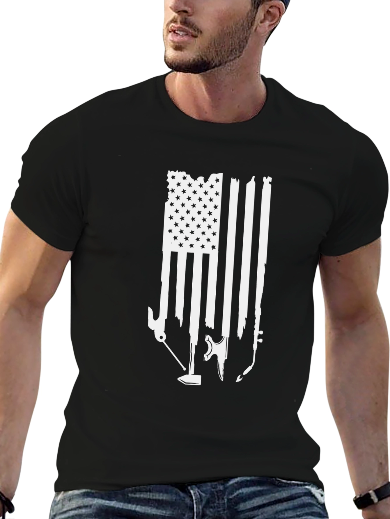 American Flag Tools Graphic T-Shirt
