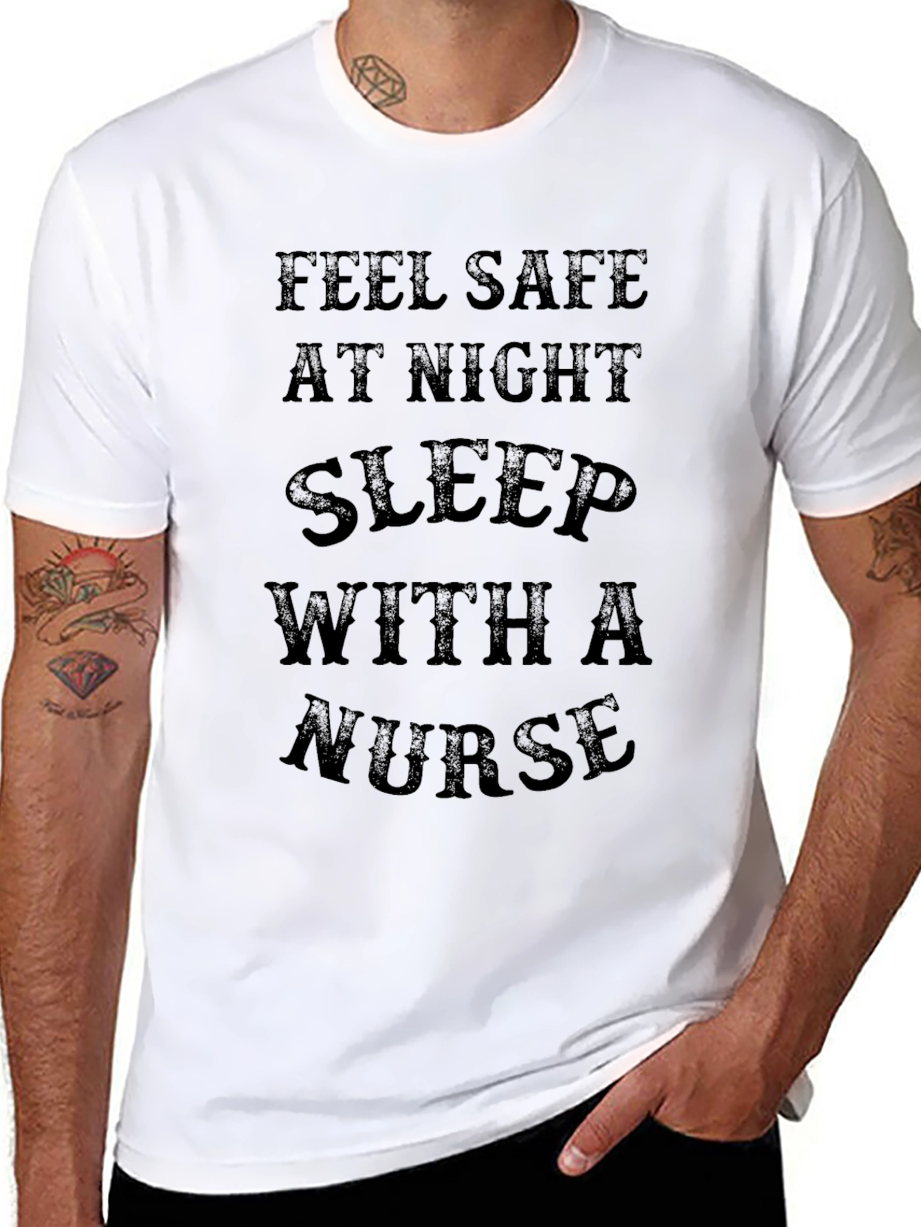 Feel Safe Sleep With a Nurse Graphic T-Shirt