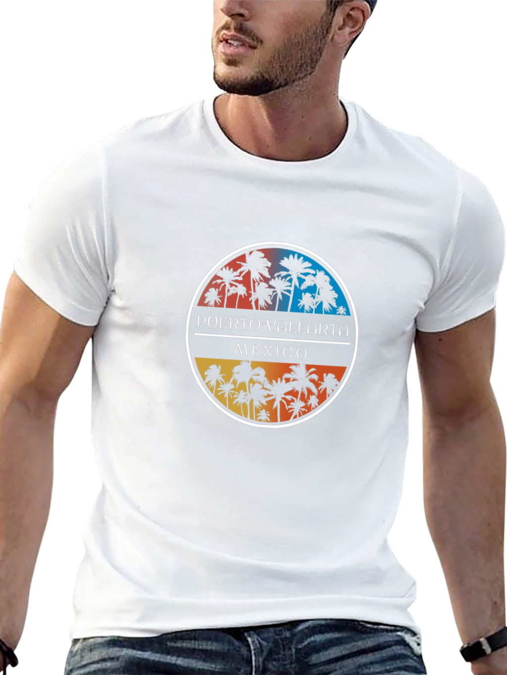 Puerto Vallarta Mexico Palm Tree Graphic T-Shirt