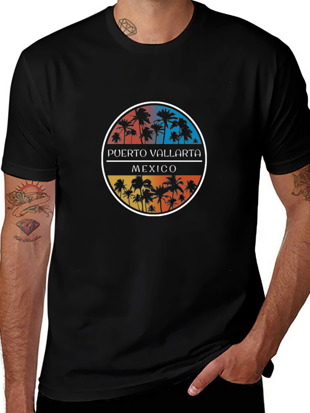 Puerto Vallarta Mexico Palm Tree Graphic T-Shirt