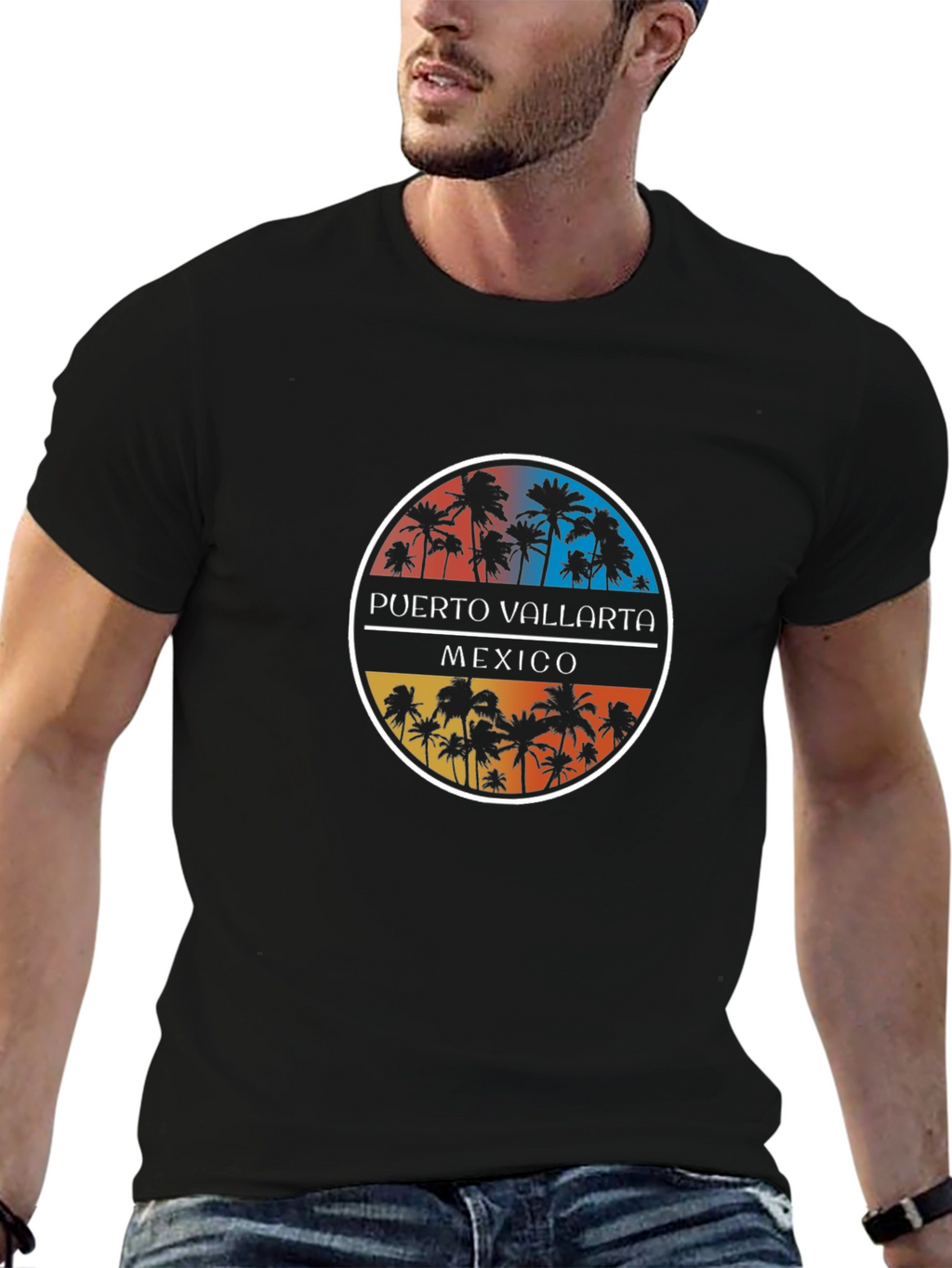 Puerto Vallarta Mexico Palm Tree Graphic T-Shirt