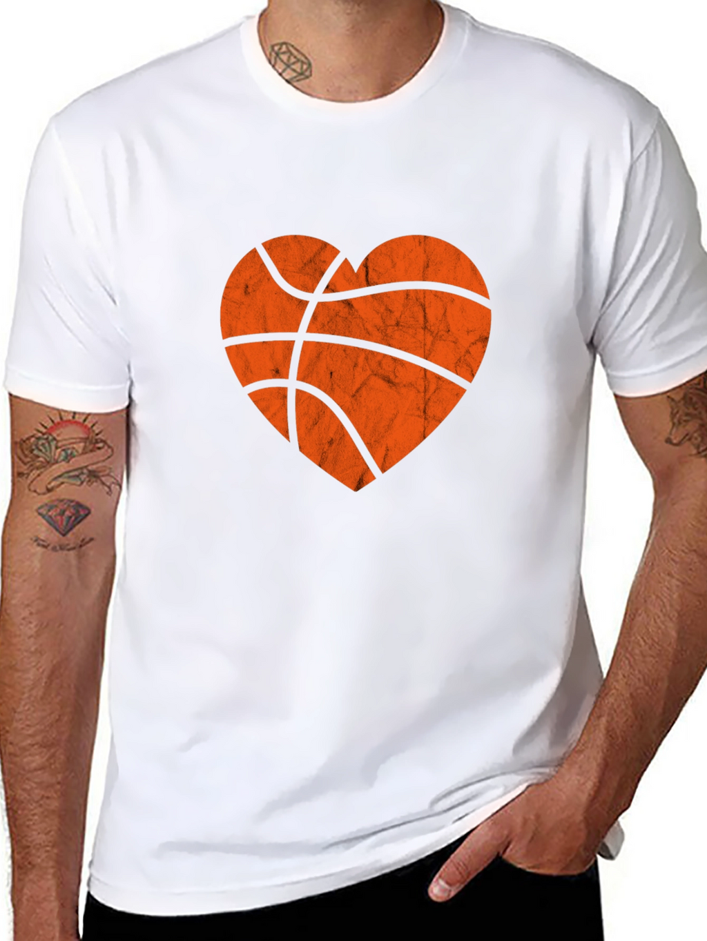 Basketball Heart Graphic Tee - Black
