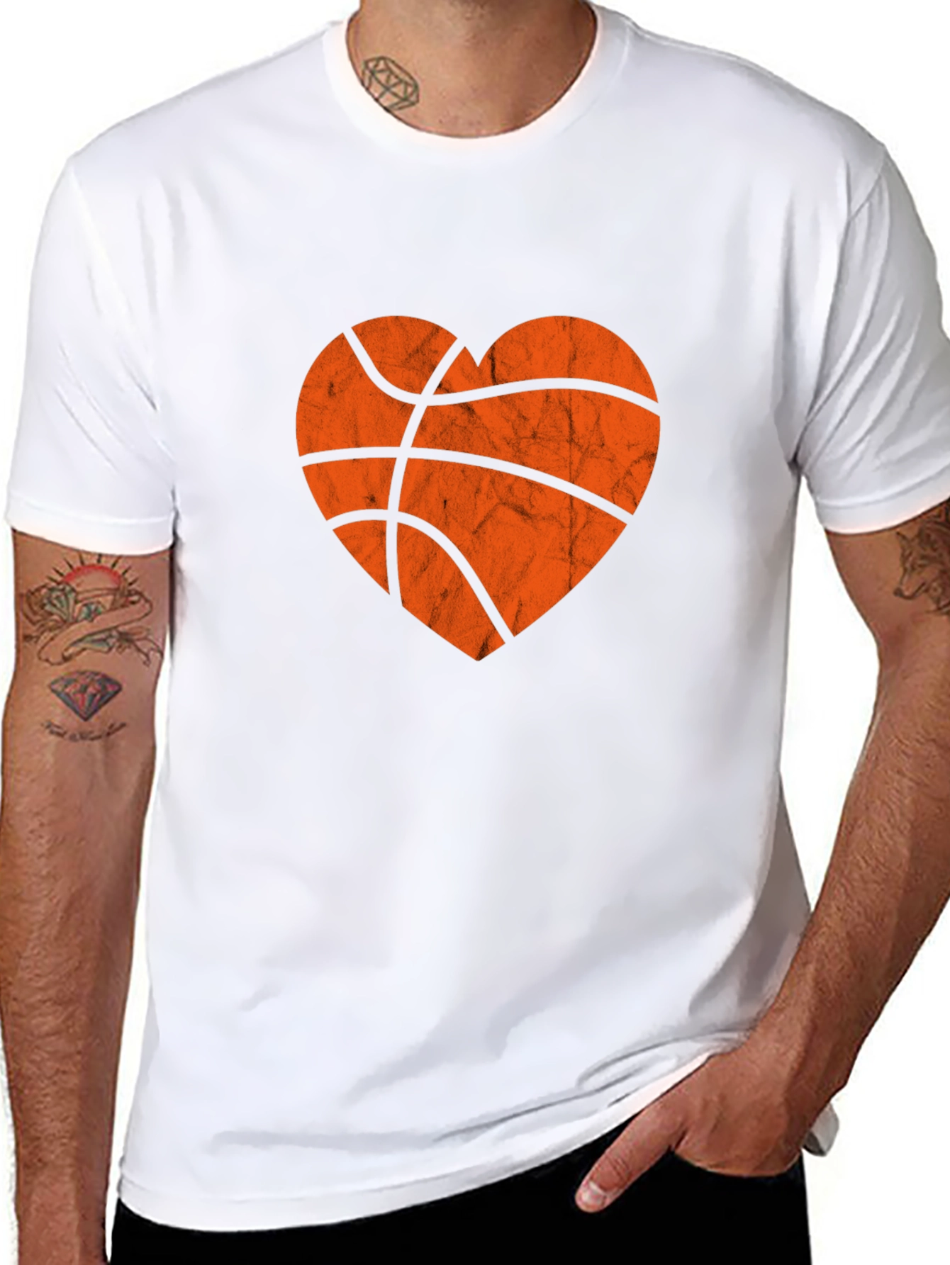 Basketball Heart Graphic Tee - Black