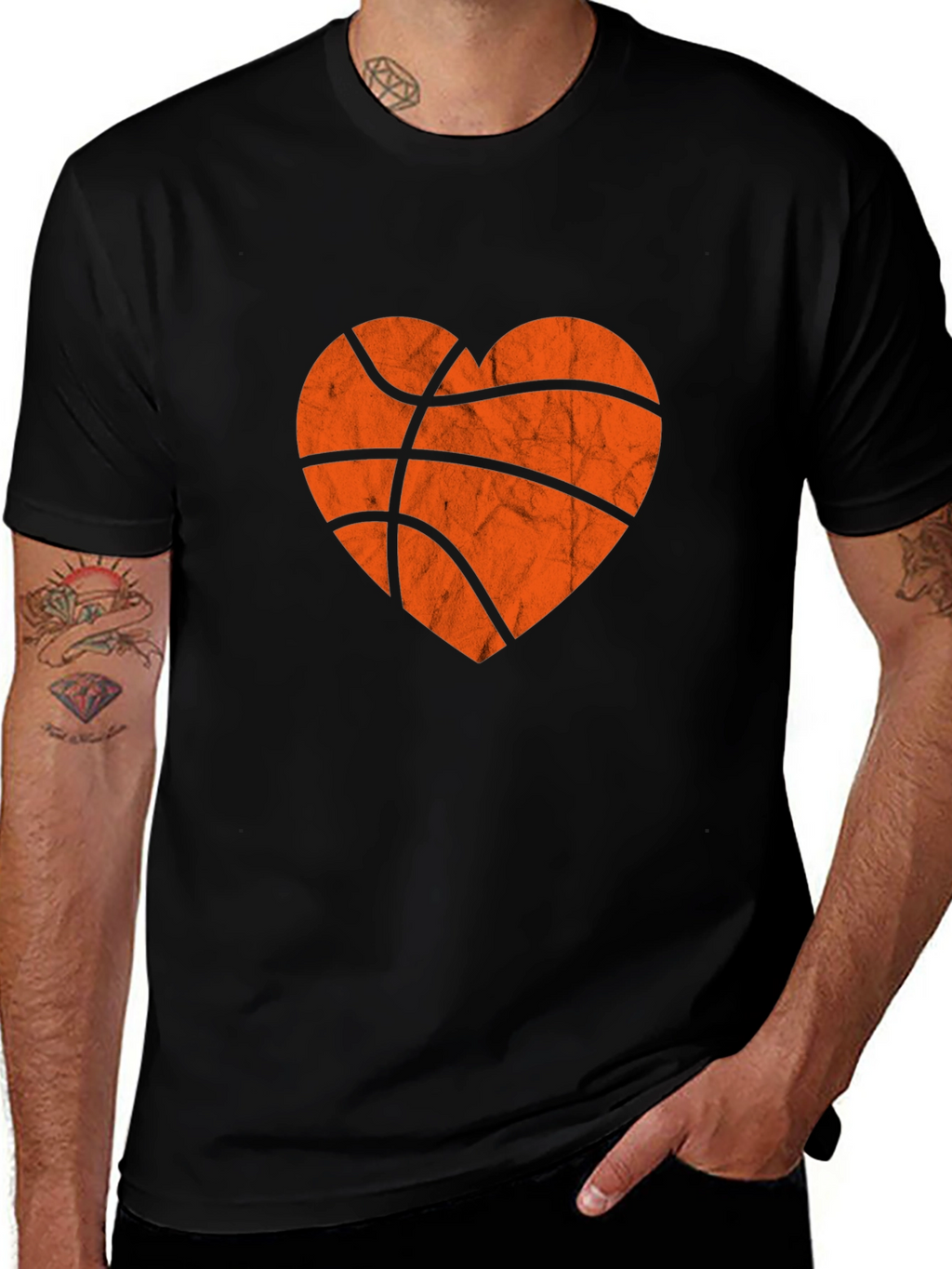 Basketball Heart Graphic Tee - Black