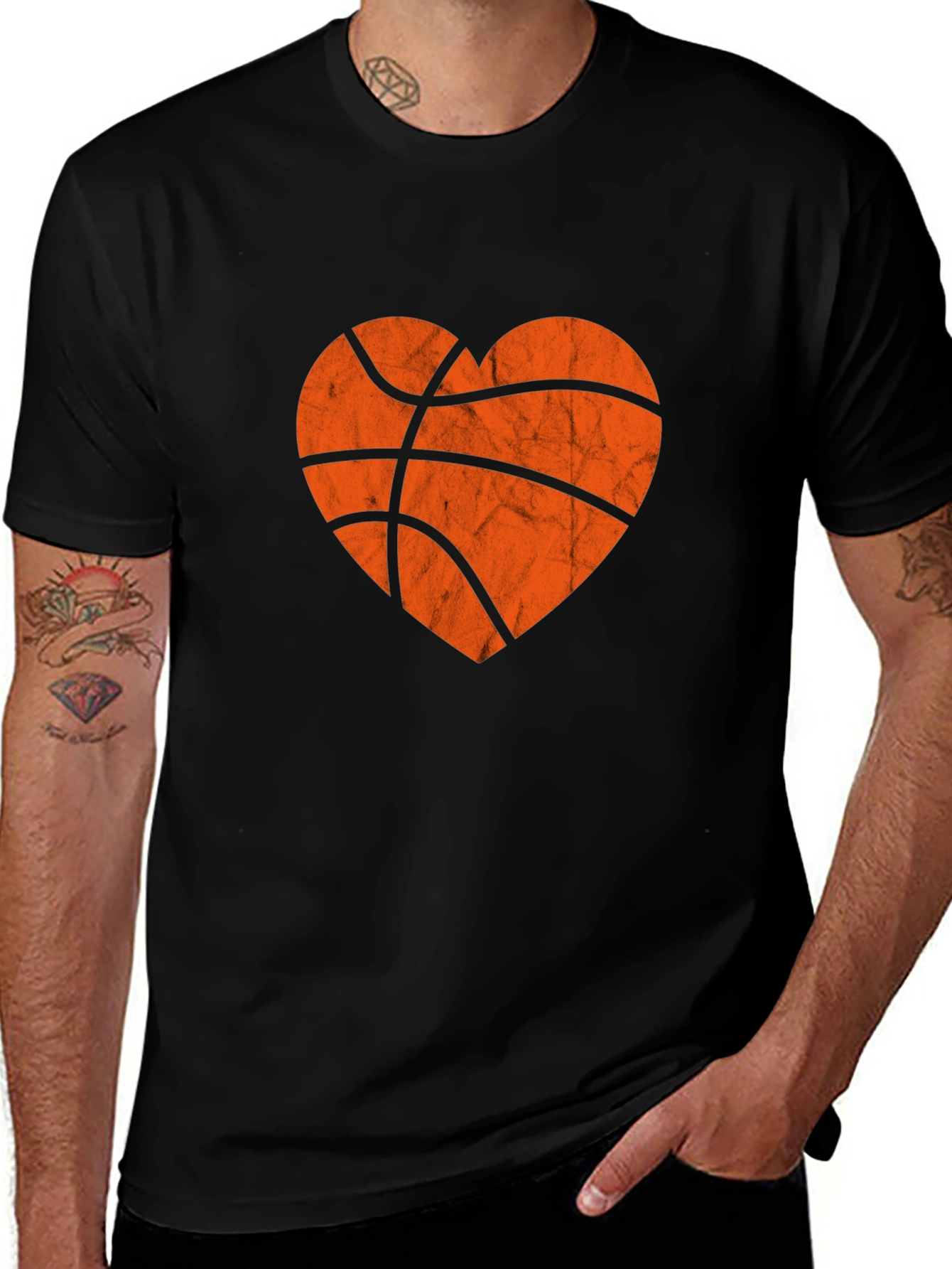 Basketball Heart Graphic Tee - Black