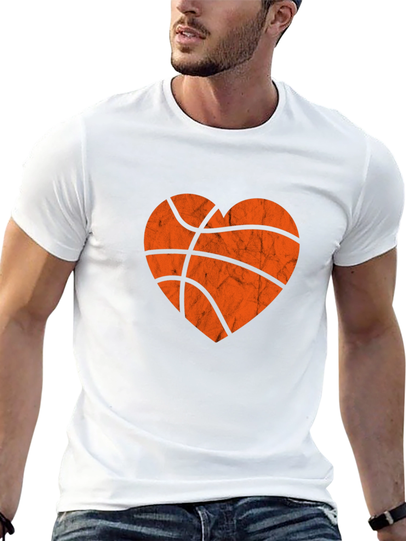 Basketball Heart Graphic Tee - Black