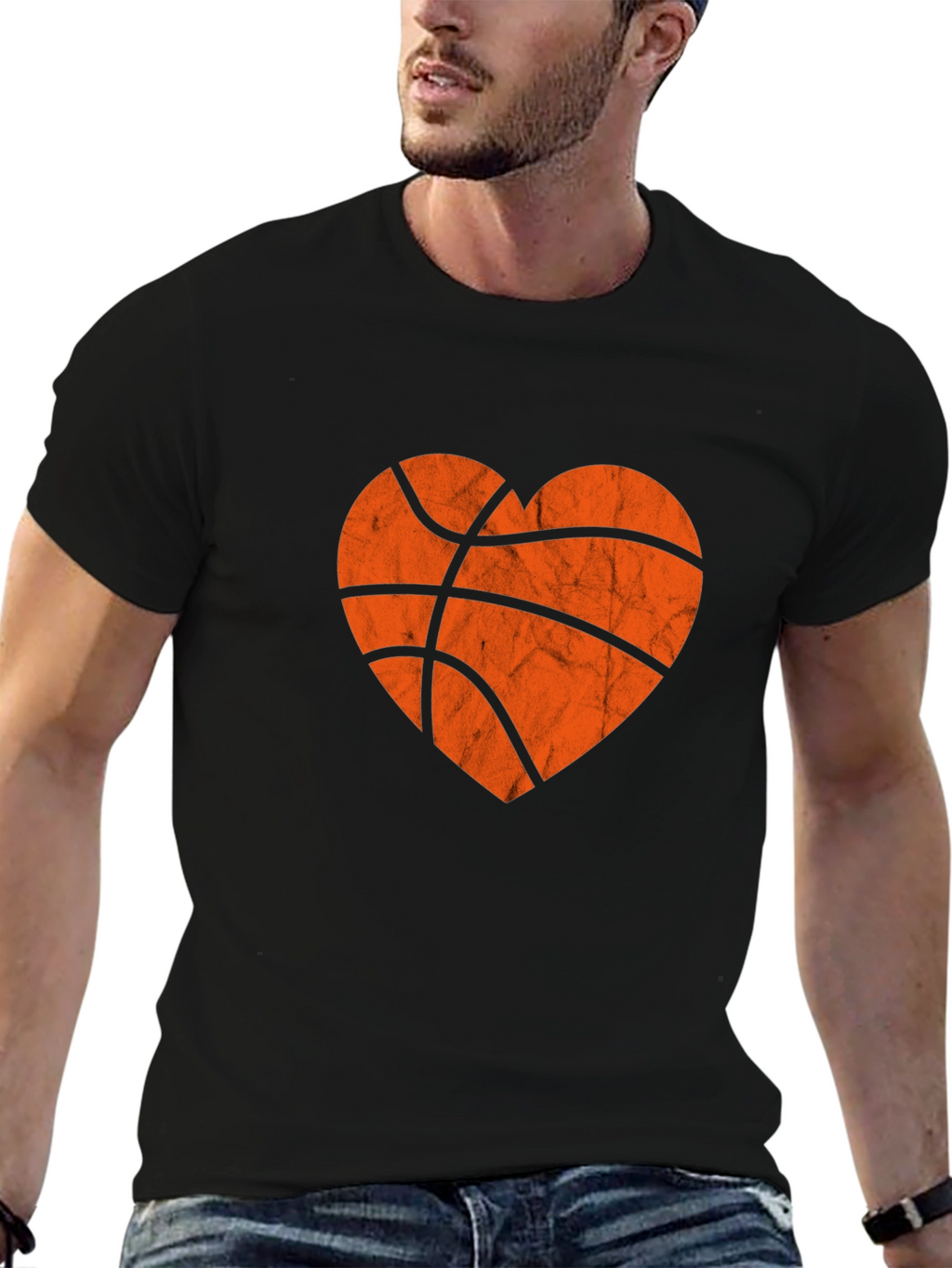 Basketball Heart Graphic Tee - Black