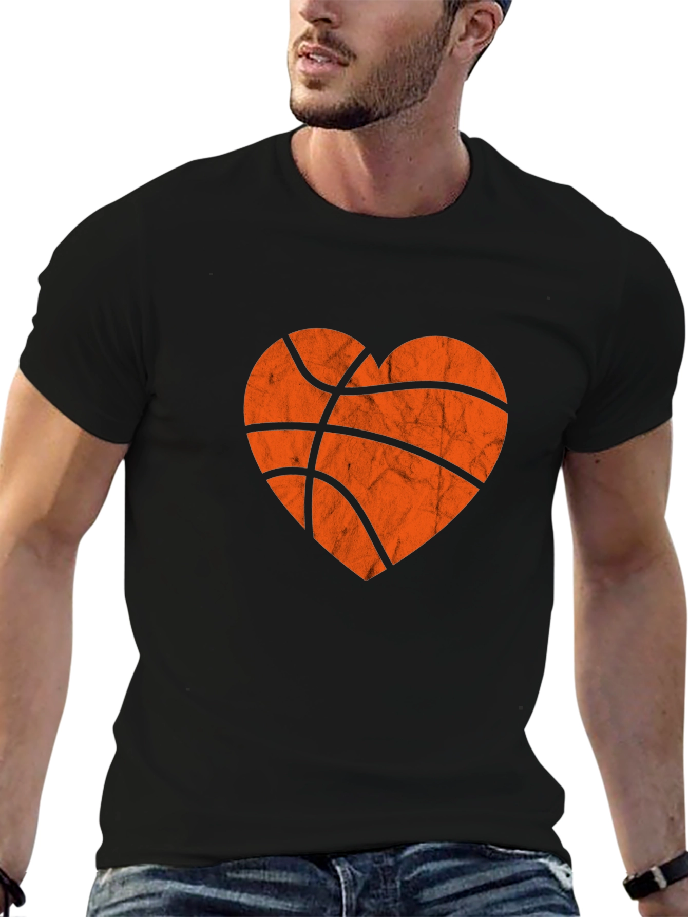 Basketball Heart Graphic Tee - Black