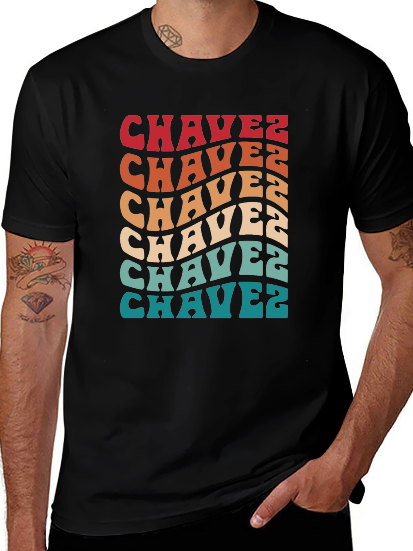 Retro Chavez T-Shirt - Groovy Wavy Text Design