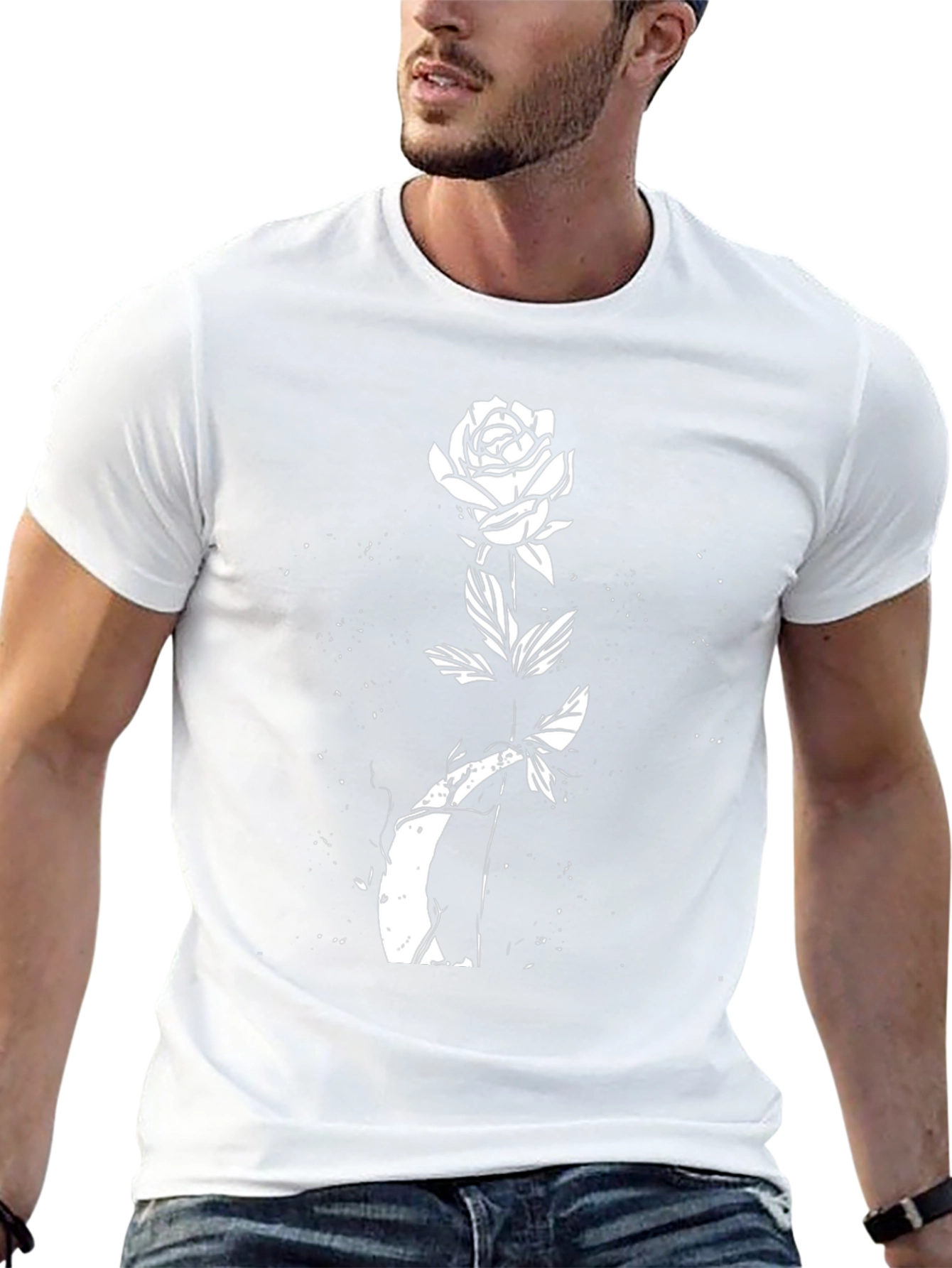 Black Rose Graphic T-Shirt - Unique Floral Design