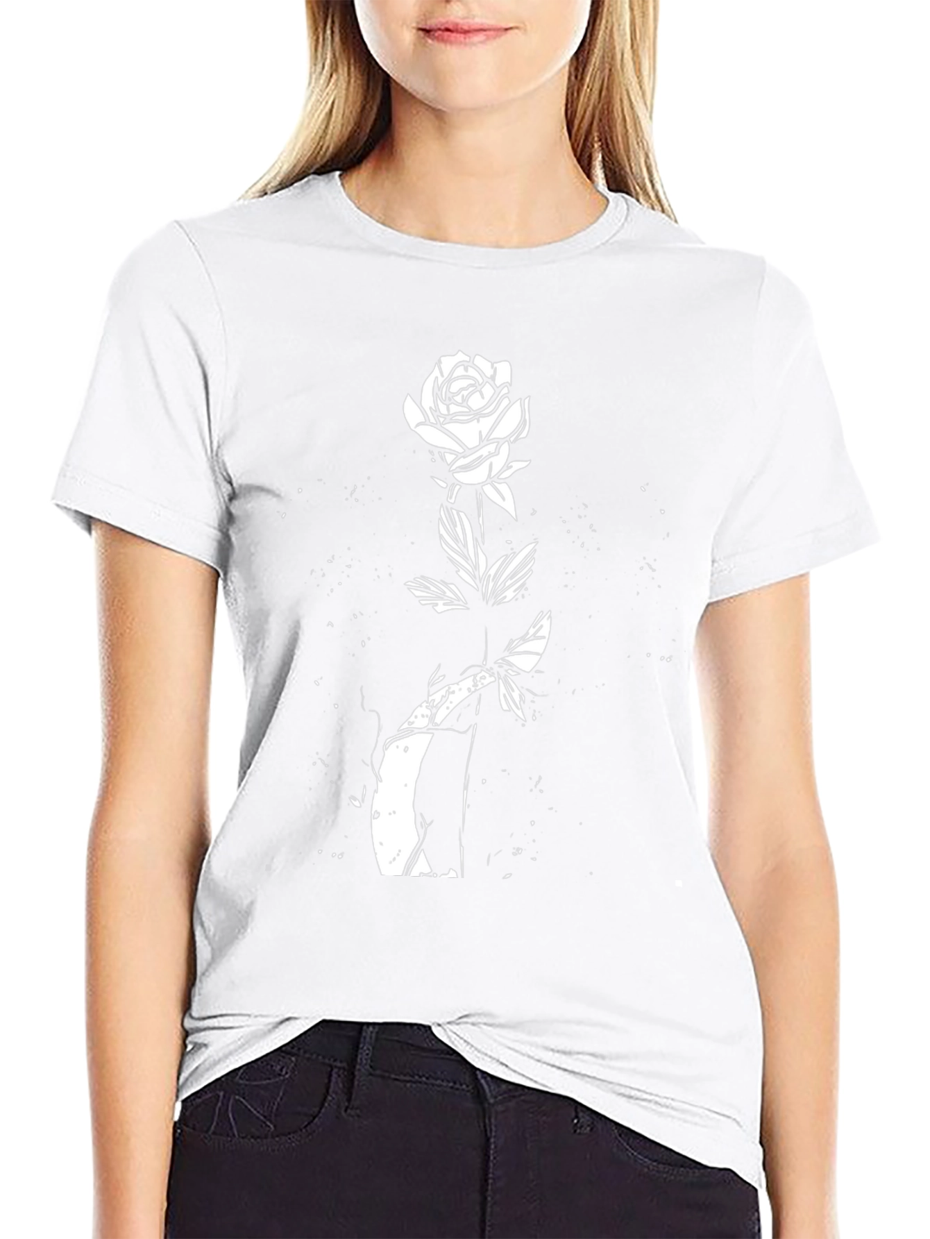 Black Rose Graphic T-Shirt - Unique Floral Design