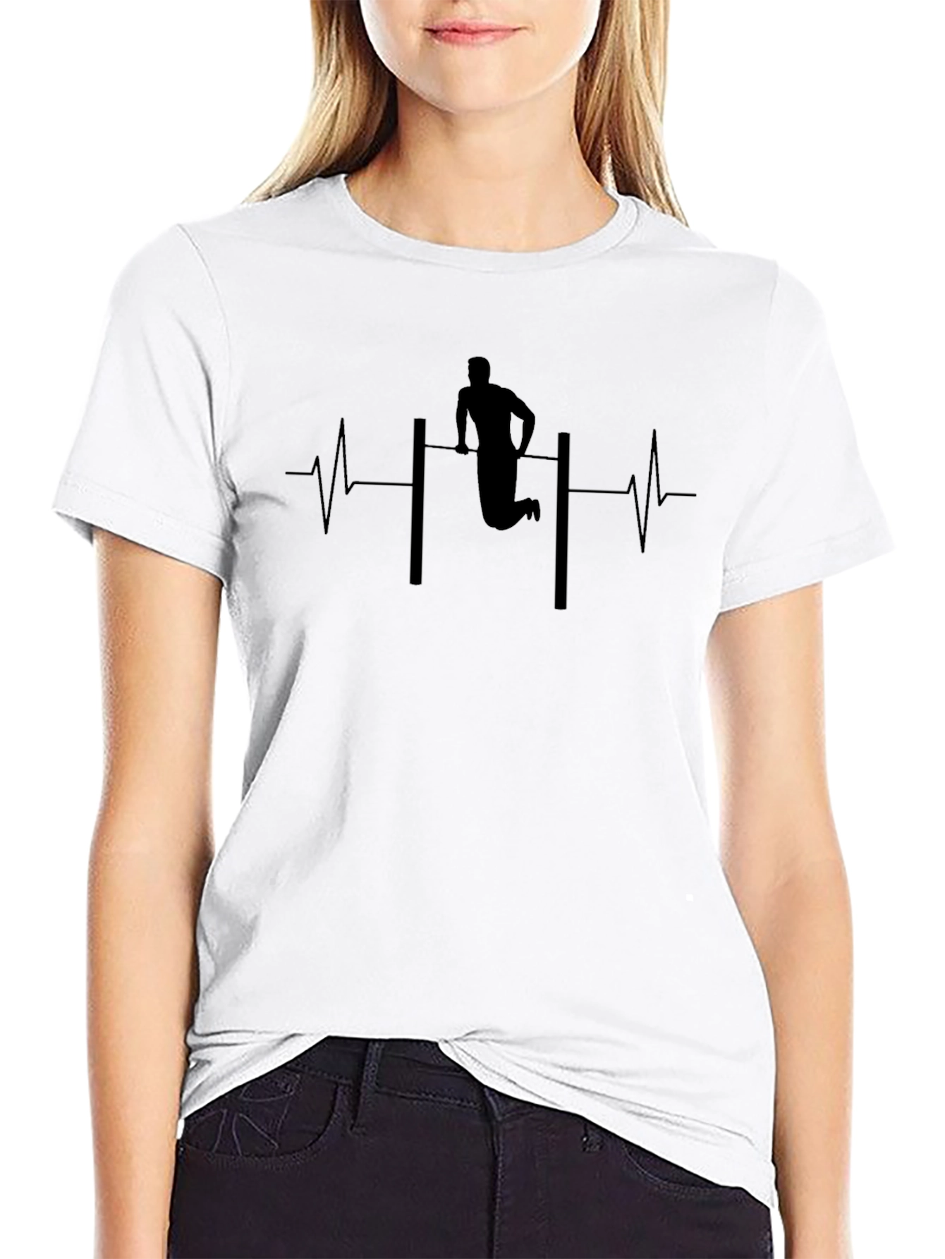 Gymnastics Heartbeat T-Shirt - Black Graphic Tee