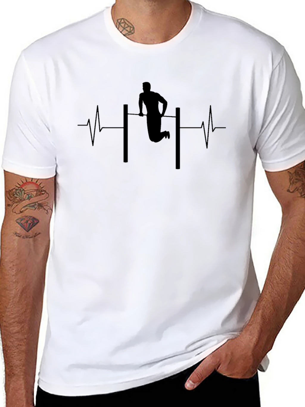 Gymnastics Heartbeat T-Shirt - Black Graphic Tee