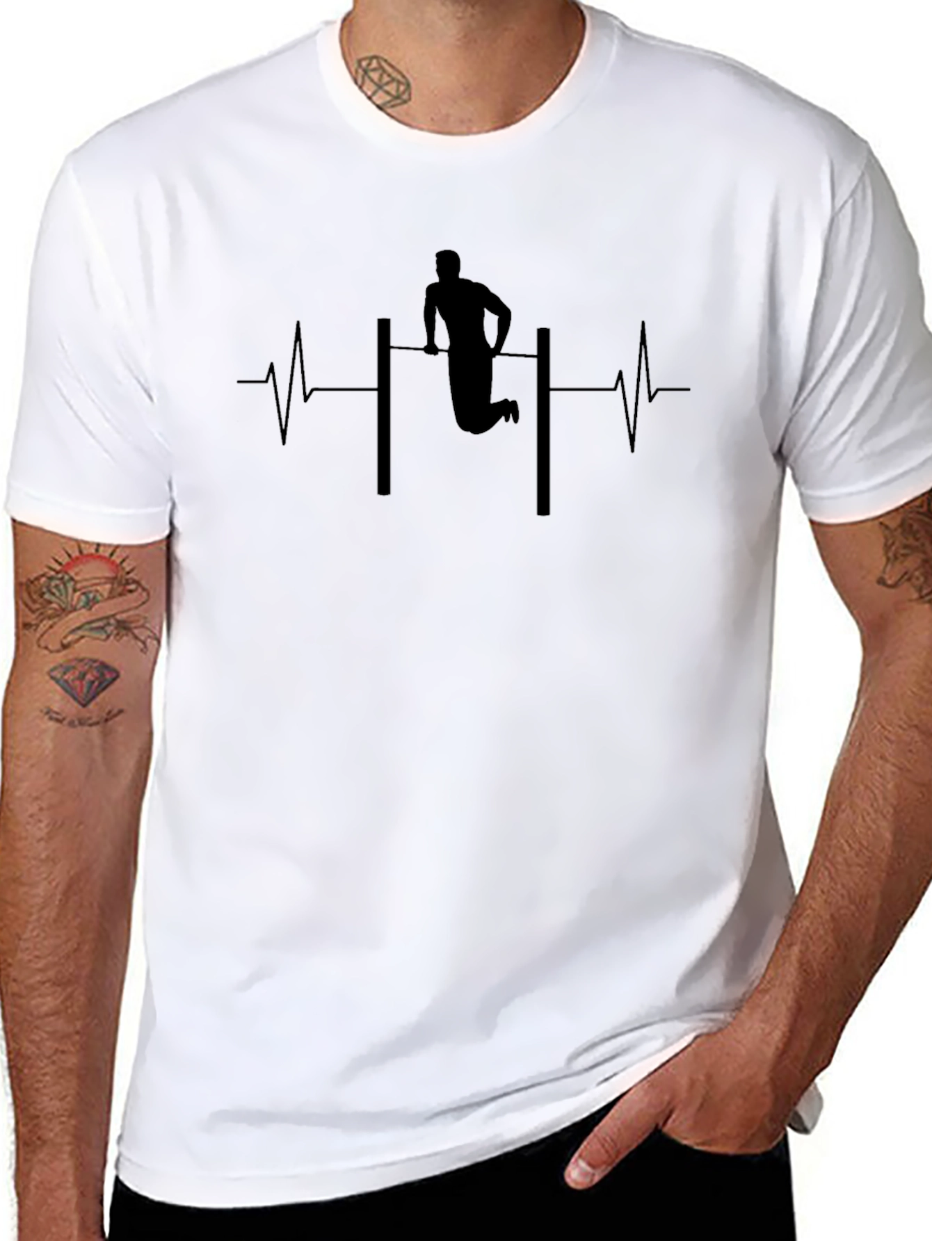 Gymnastics Heartbeat T-Shirt - Black Graphic Tee