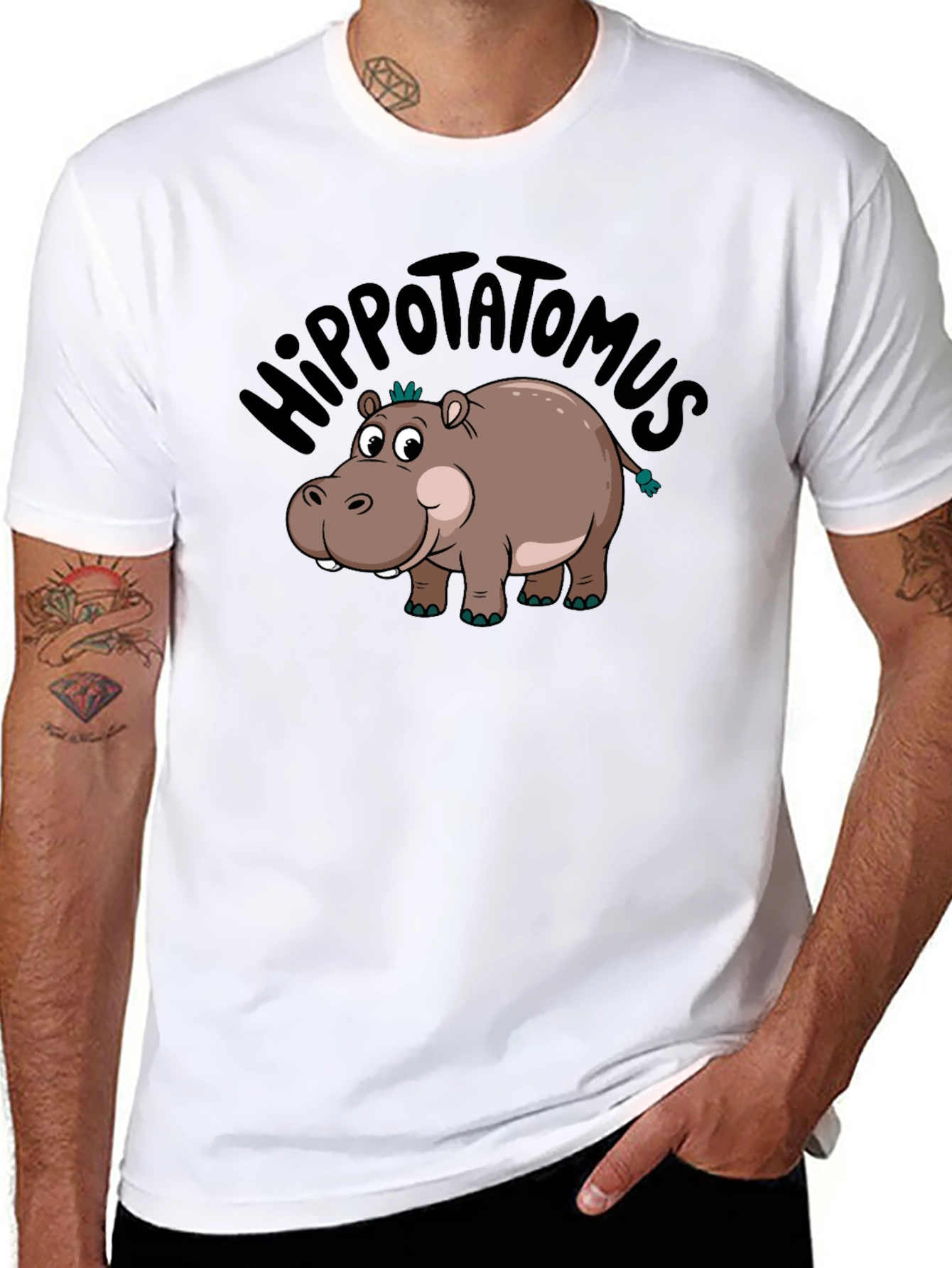 Hippo-tatomus T-Shirt: Funny Cartoon Graphic Tee